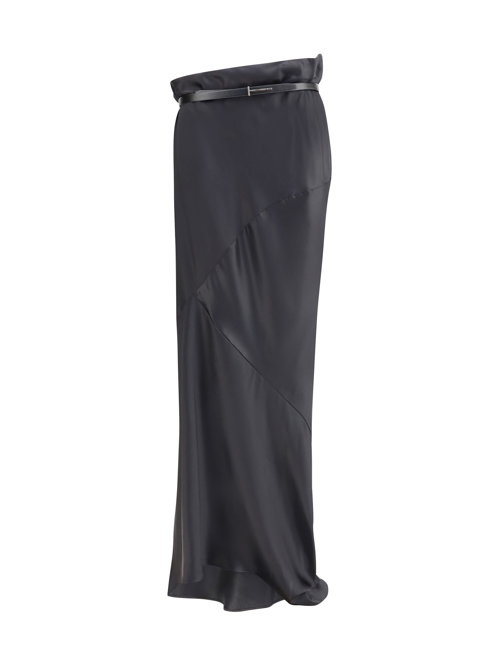 Tom Ford Silk Satin Long Skirt In Black