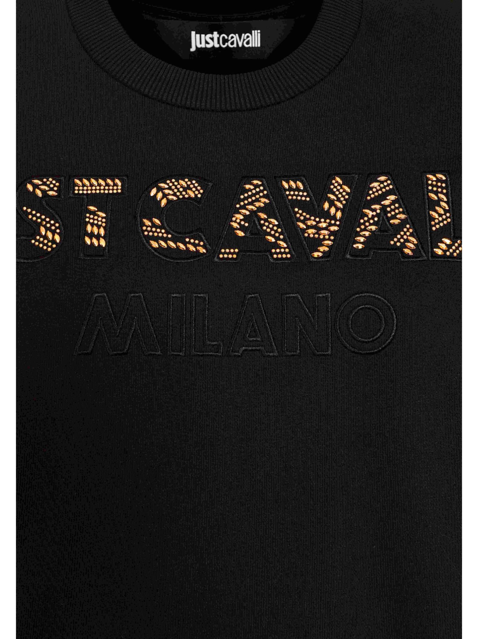 Just Cavalli Stud-detail Cotton Sweatshirt In Black