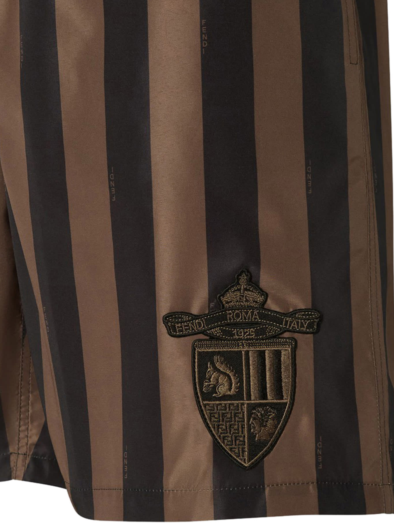 Fendi Printed Polyester Swimming Shorts In Brown