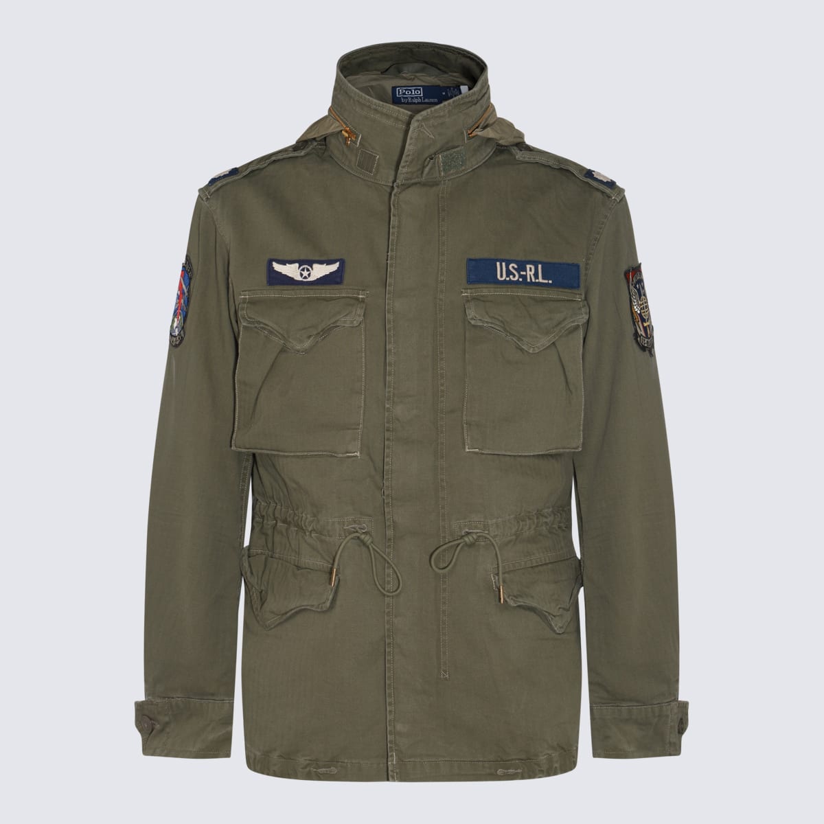 Shop Polo Ralph Lauren Green Cotton Casual Jacket In Olive Mountain W/ Patches