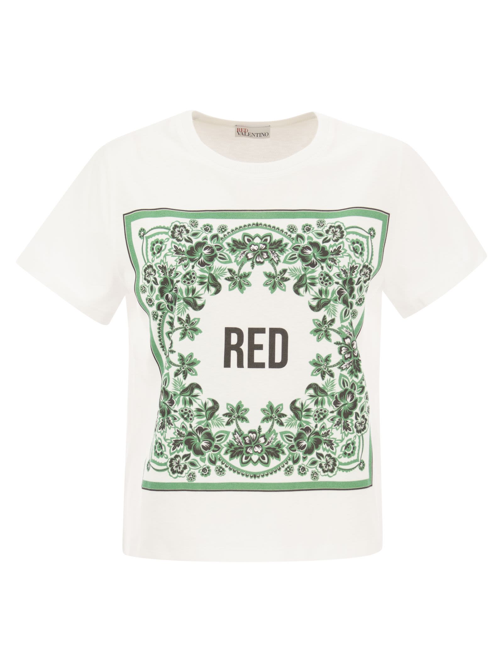 RED VALENTINO COTTON JERSEY T-SHIRT WITH LOGO