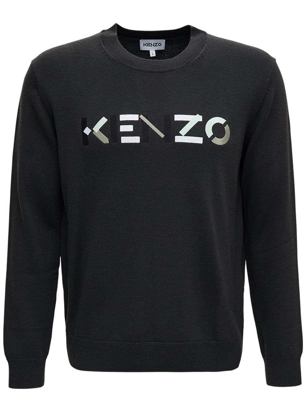 Kenzo Grey Wool Sweater With Logo