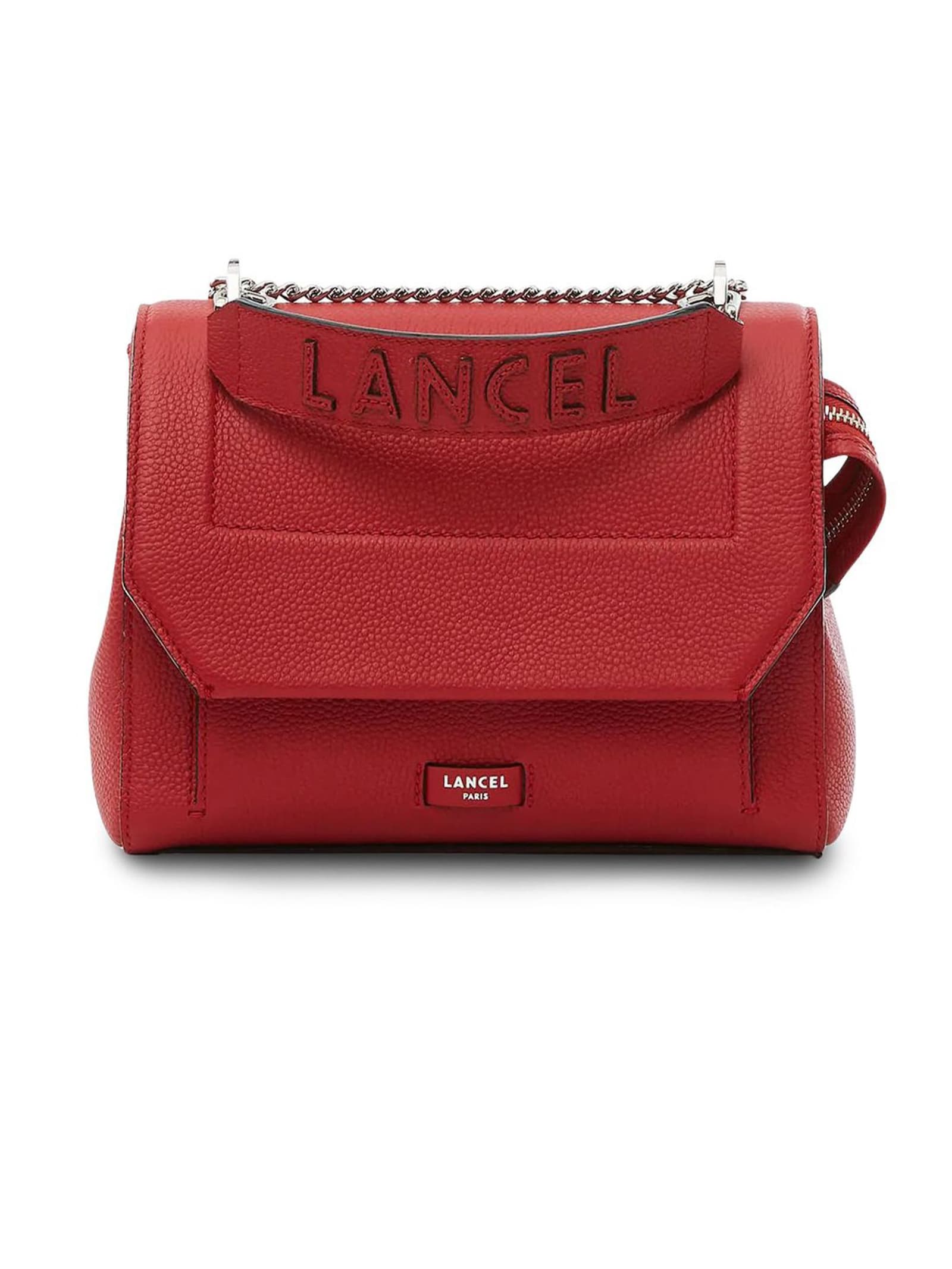 Red Grained Leather Shoulder Bag