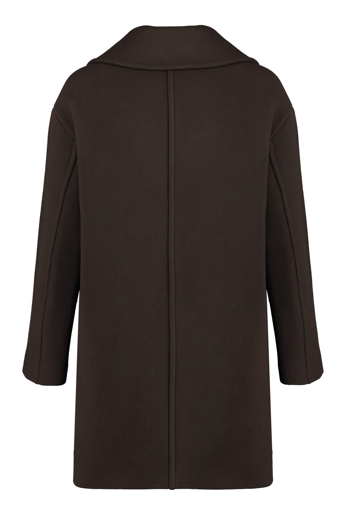 Shop Pinko Double-breasted Wool Coat In Brown