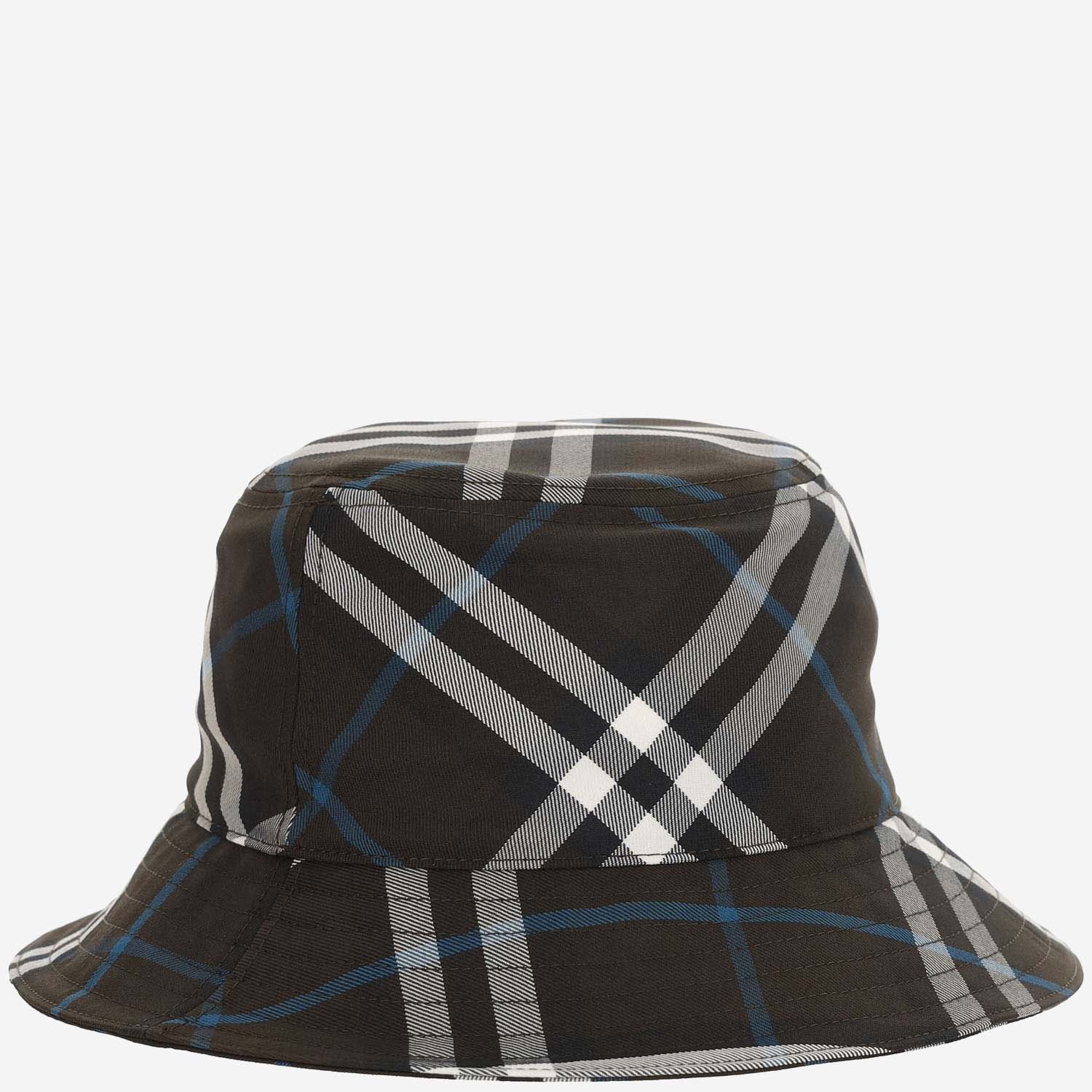Burberry Twill Bucket Hat With Check Pattern In Red