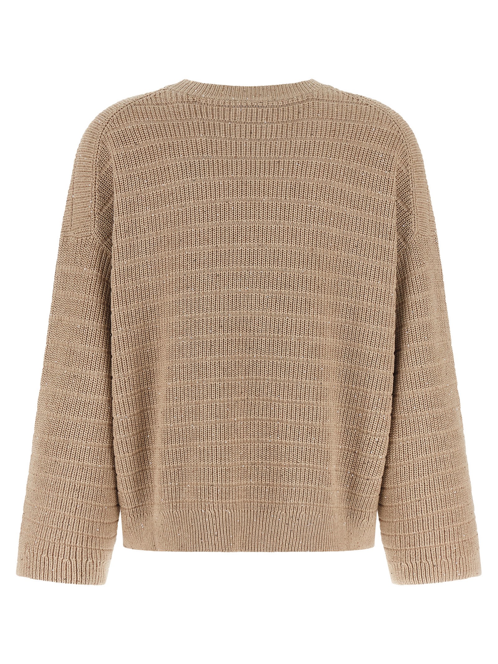 Brunello Cucinelli Diamond Cotton Sweater Sweaters And Cardigans Beige In Brown