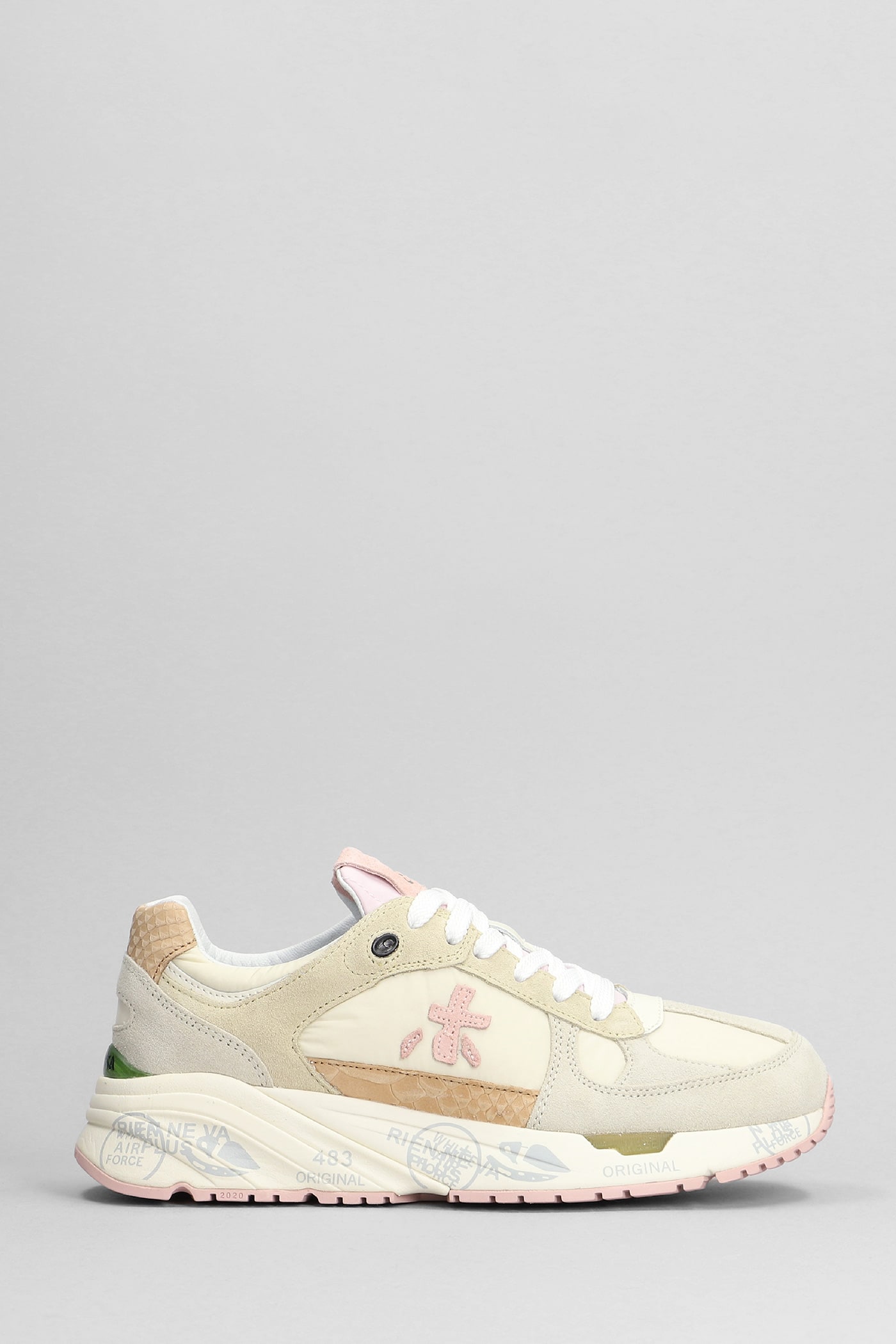 Shop Premiata Mase Sneakers In Beige Suede And Fabric