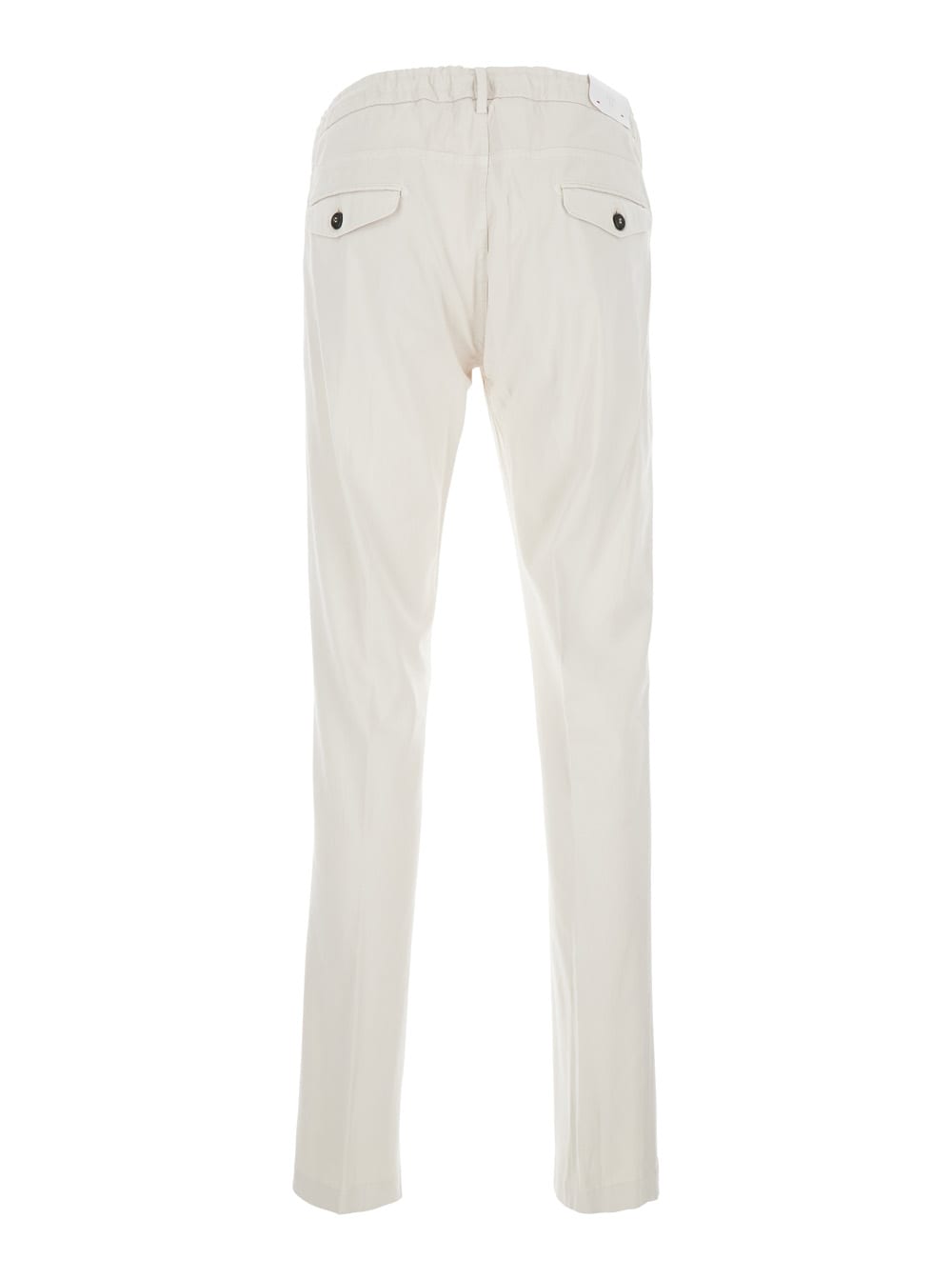 Eleventy White Pants With Elastic Drawstring Waist And Tapered Leg In Cotton Blend Stretch Woman In Grey