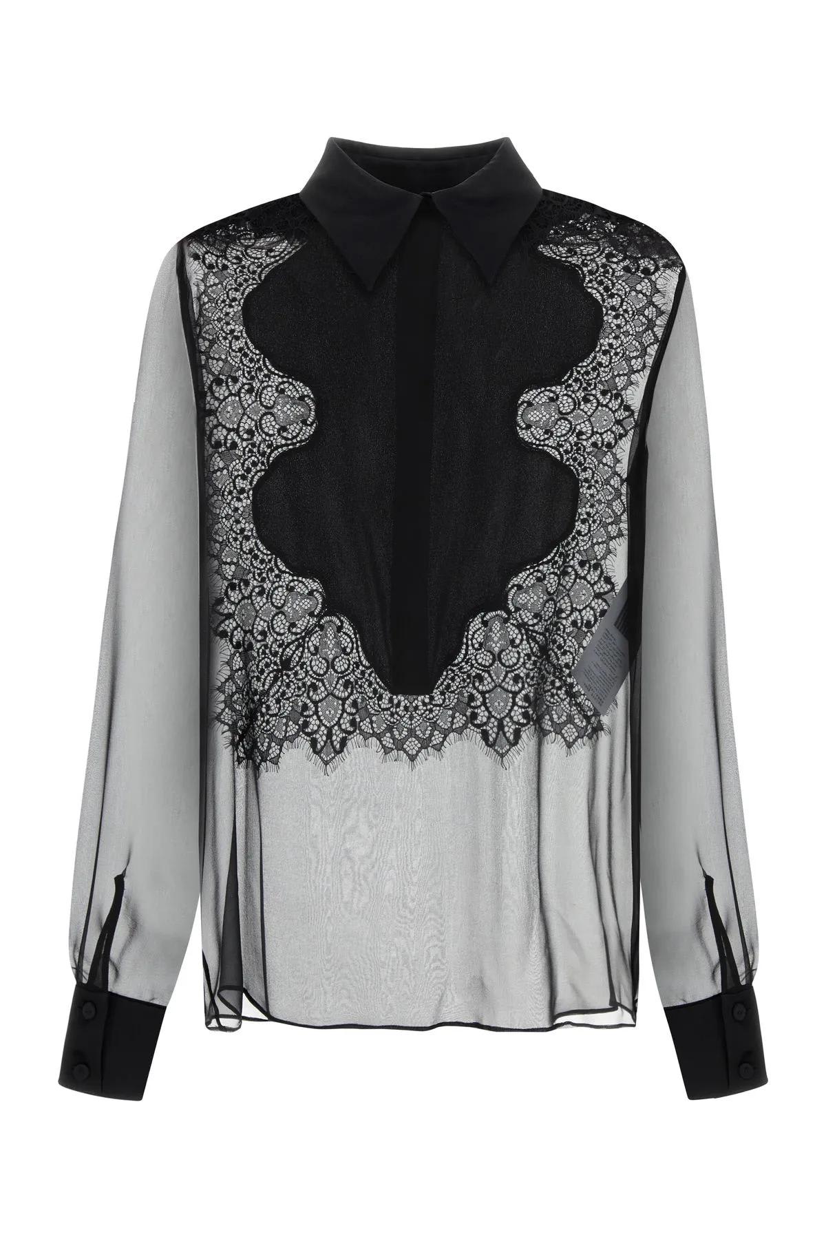 Shop Alberta Ferretti Black Silk Shirt