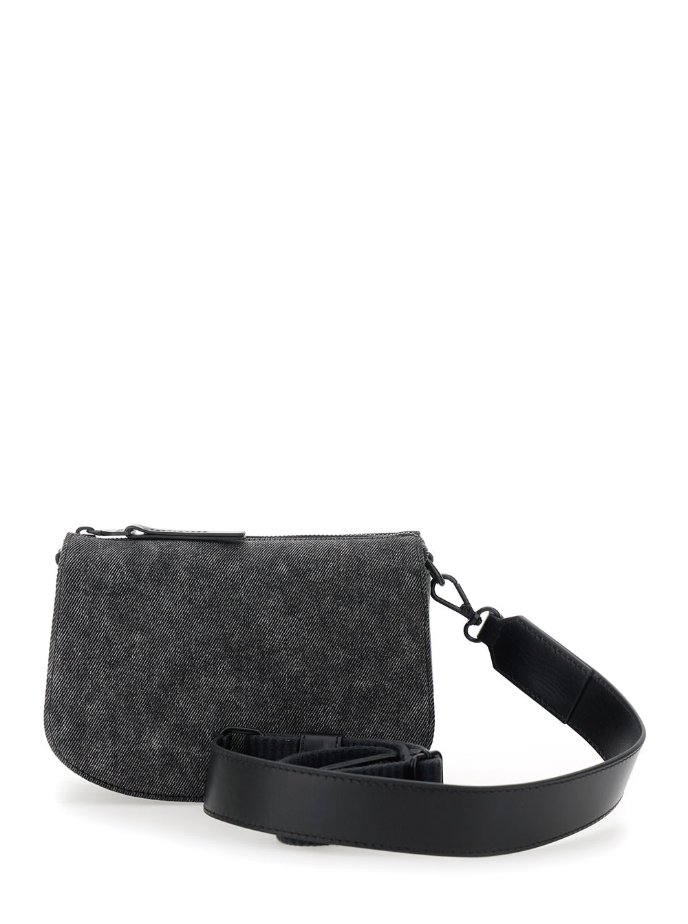 DIESEL 1DR BLACK CROSSBODY BAG WITH OVAL D LOGO ON THE FRONT AND ADJUSTABLE AND REMOVABLE SHOULDER STRAP IN