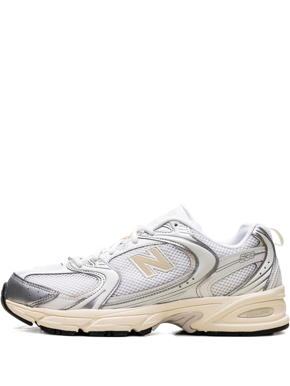 New Balance Mesh Rubber Sole Sneakers With Silver Accents In Silver
