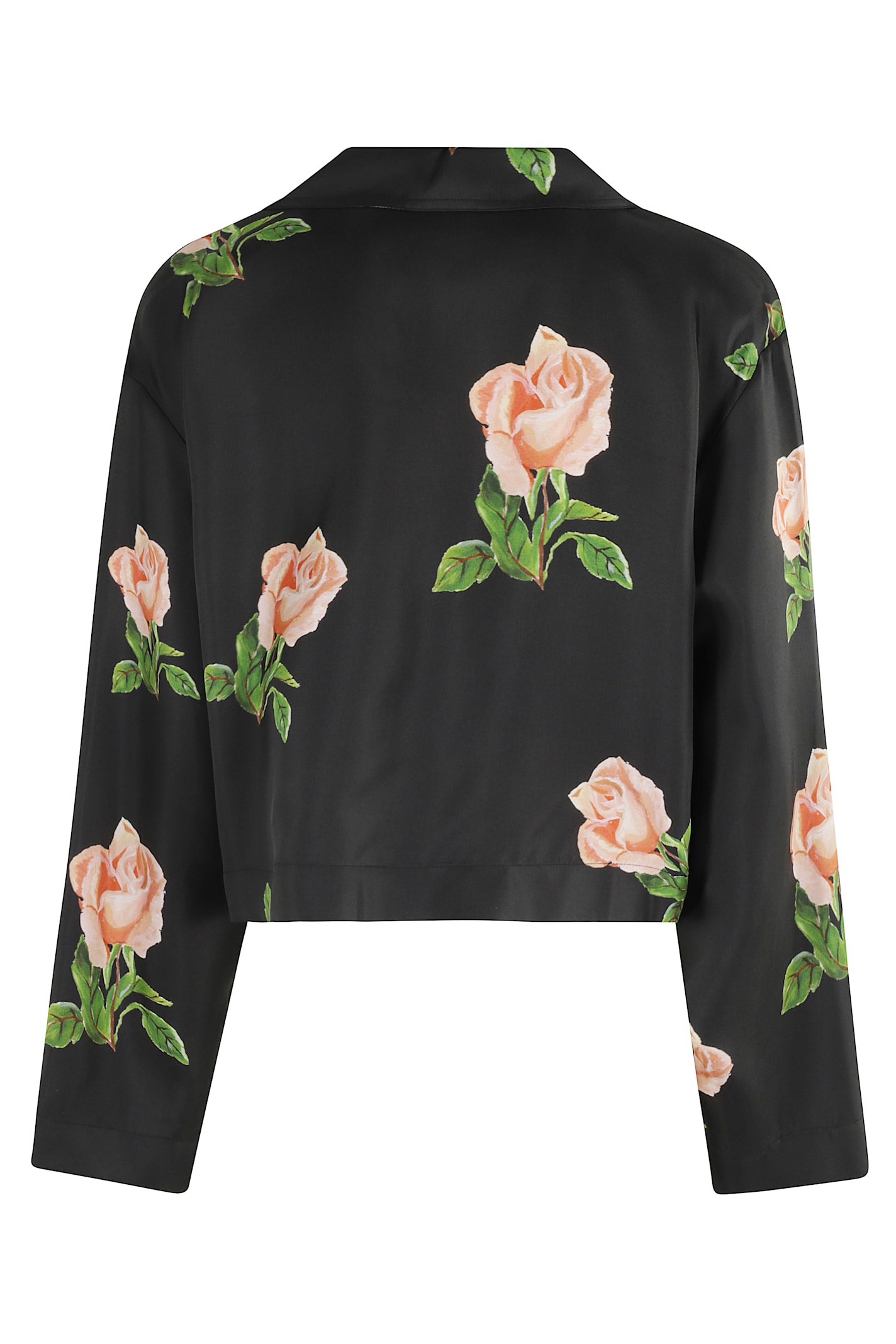 Nanushka Vally Rose-print Long-sleeve Shirt In Black