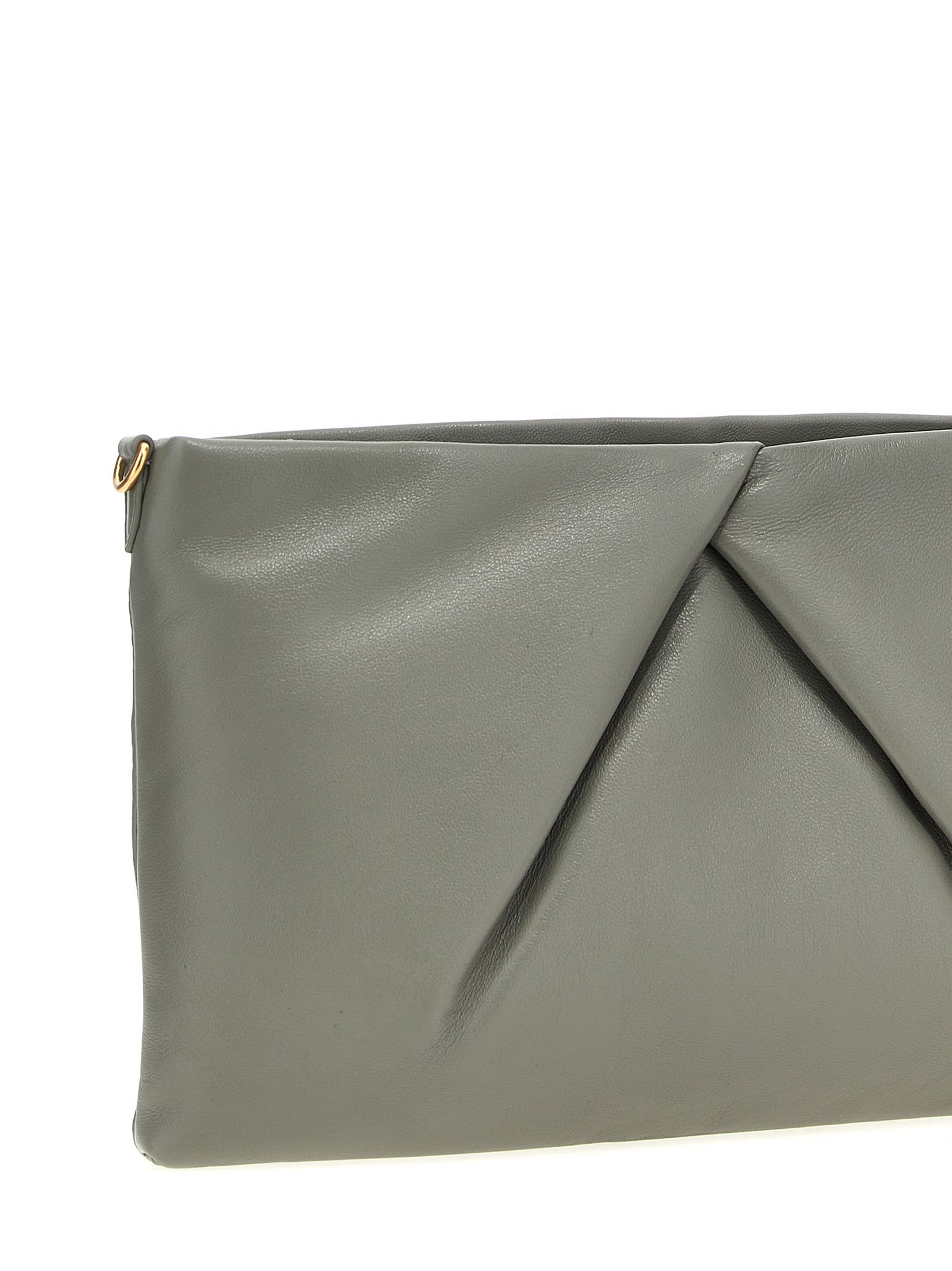 Shop Dries Van Noten Logo Leather Clutch Bag In Gray