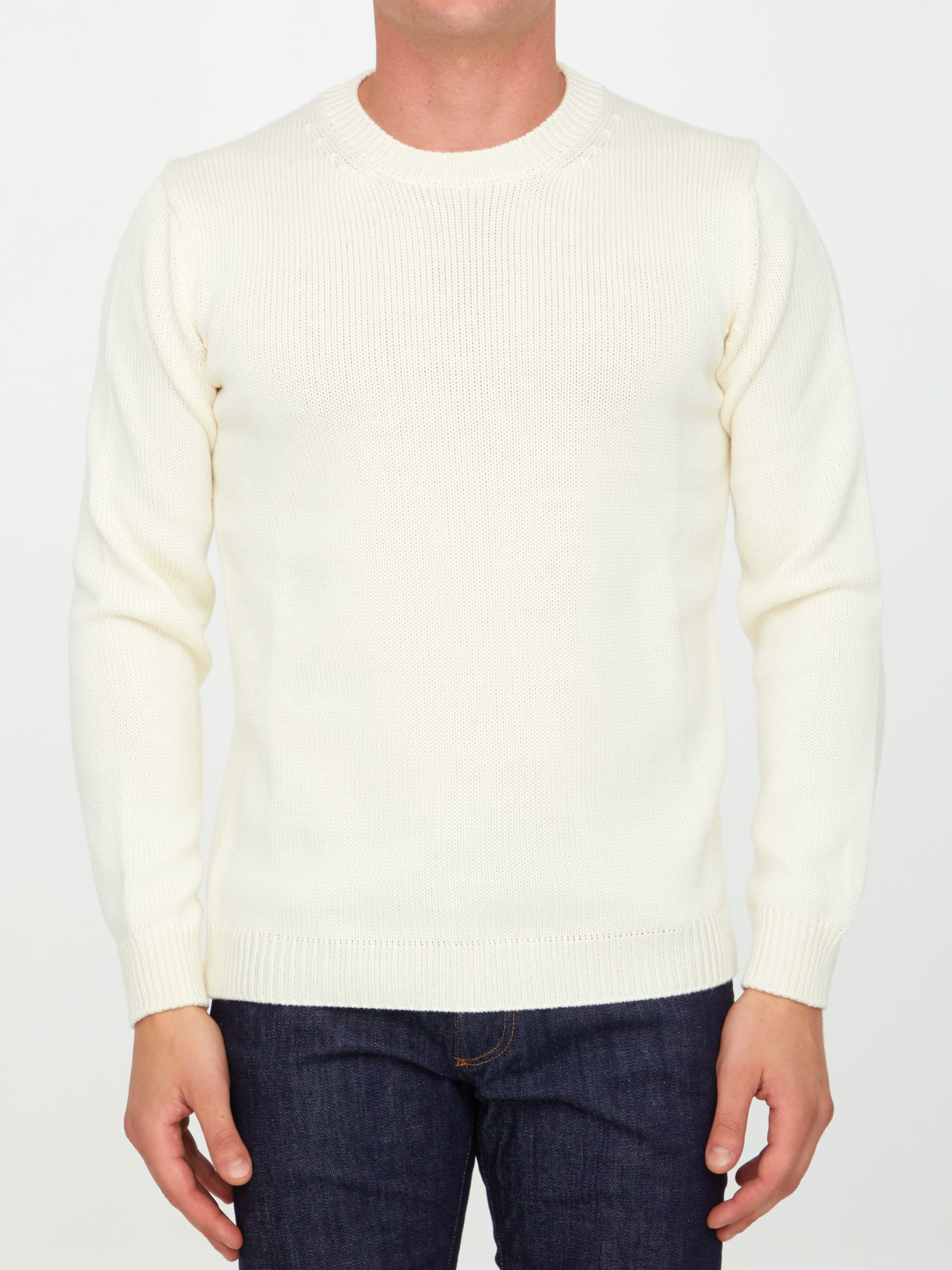 Roberto Collina Cream Merino Wool Sweater