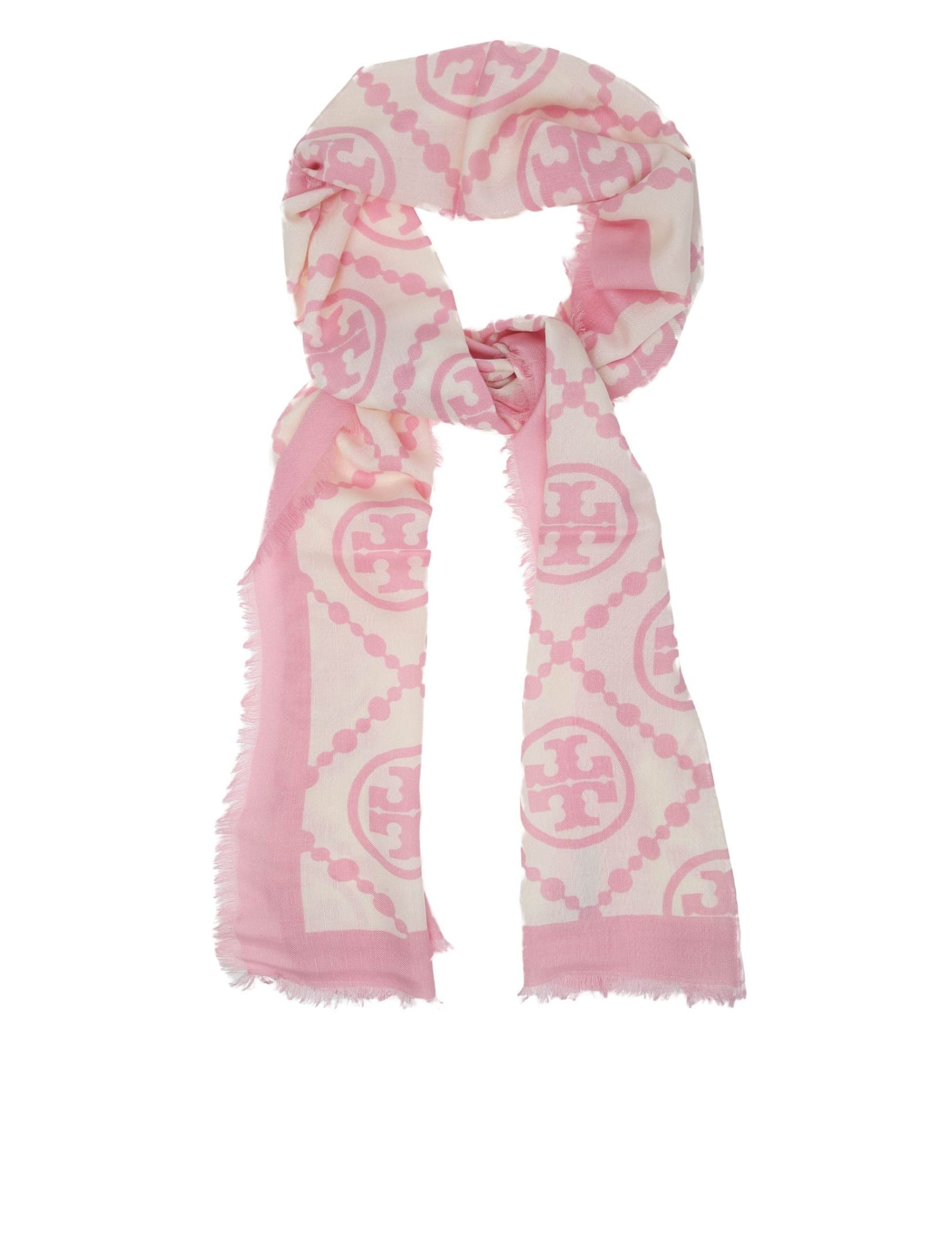 Shop Tory Burch Pink Monogram Scarf