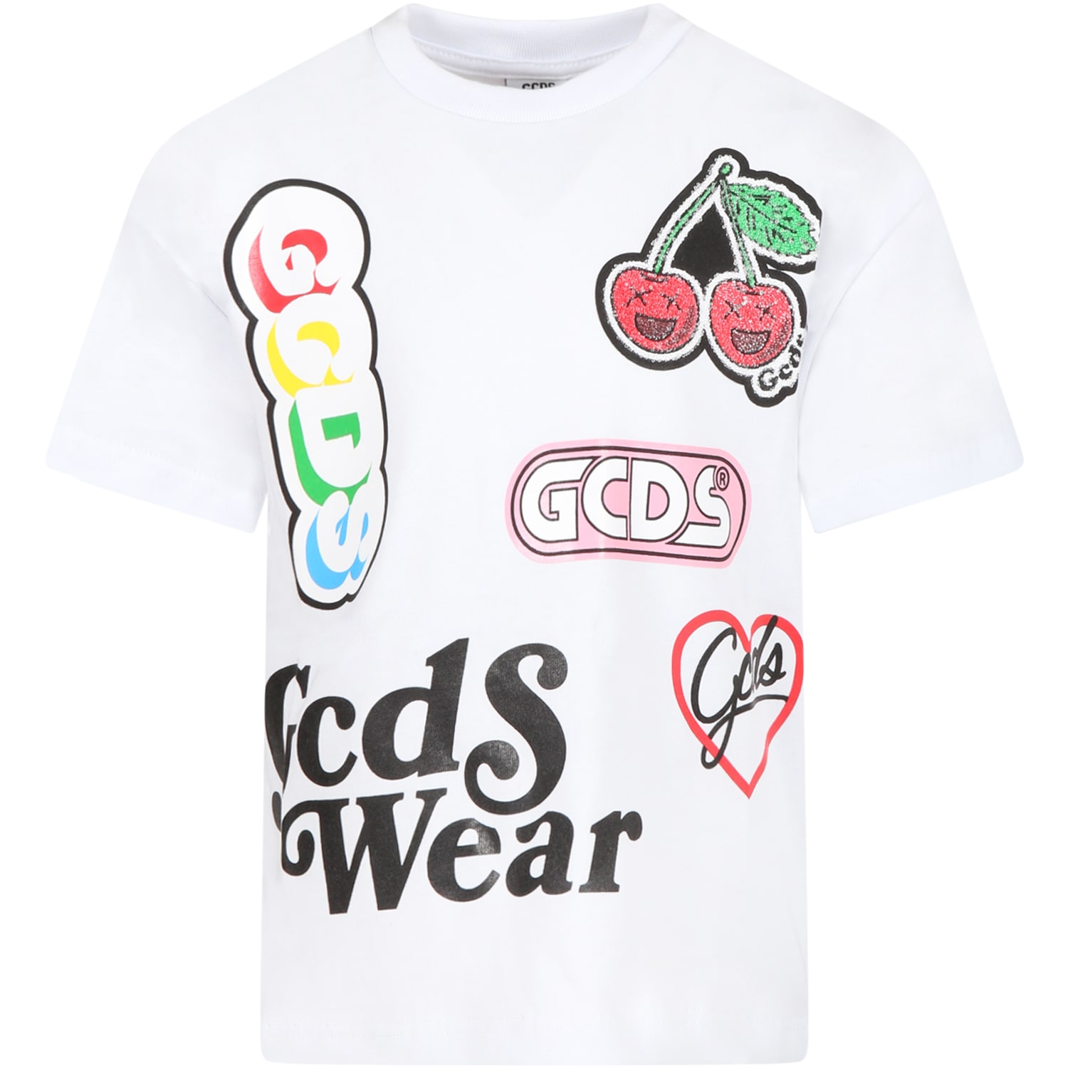 GCDS Mini White T-shirt For Girl With Cherry