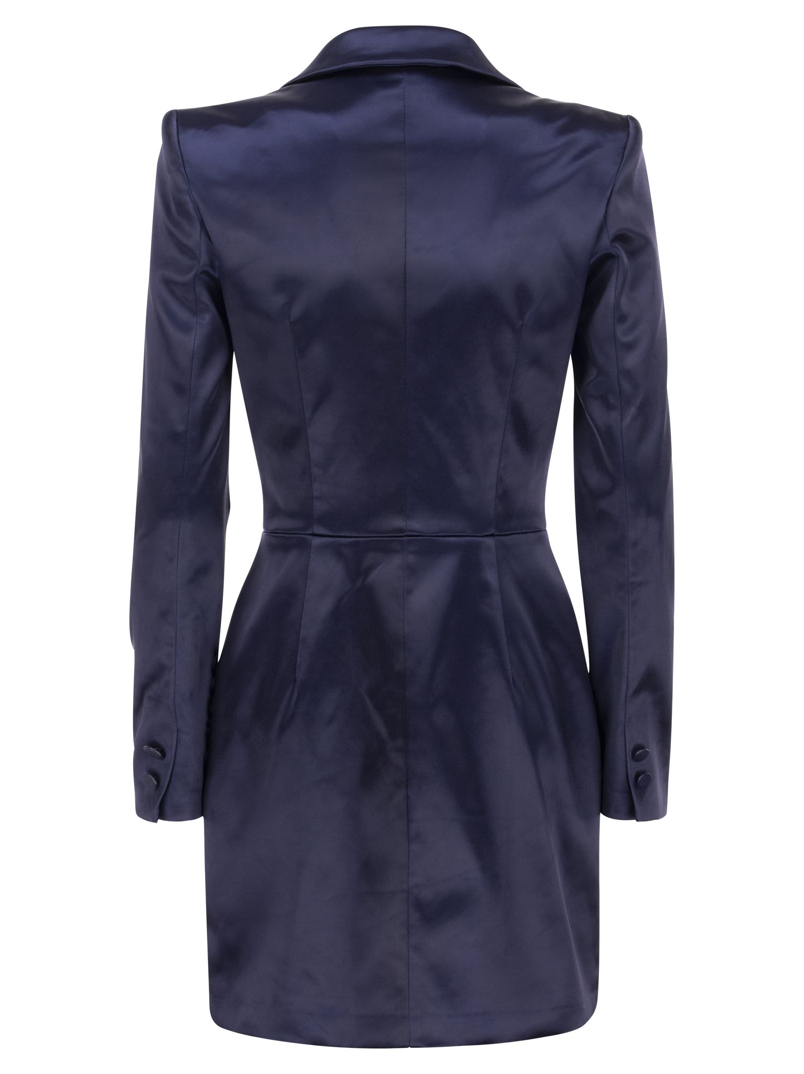 Shop Elisabetta Franchi Fitted Satin Mini Dress In Blue