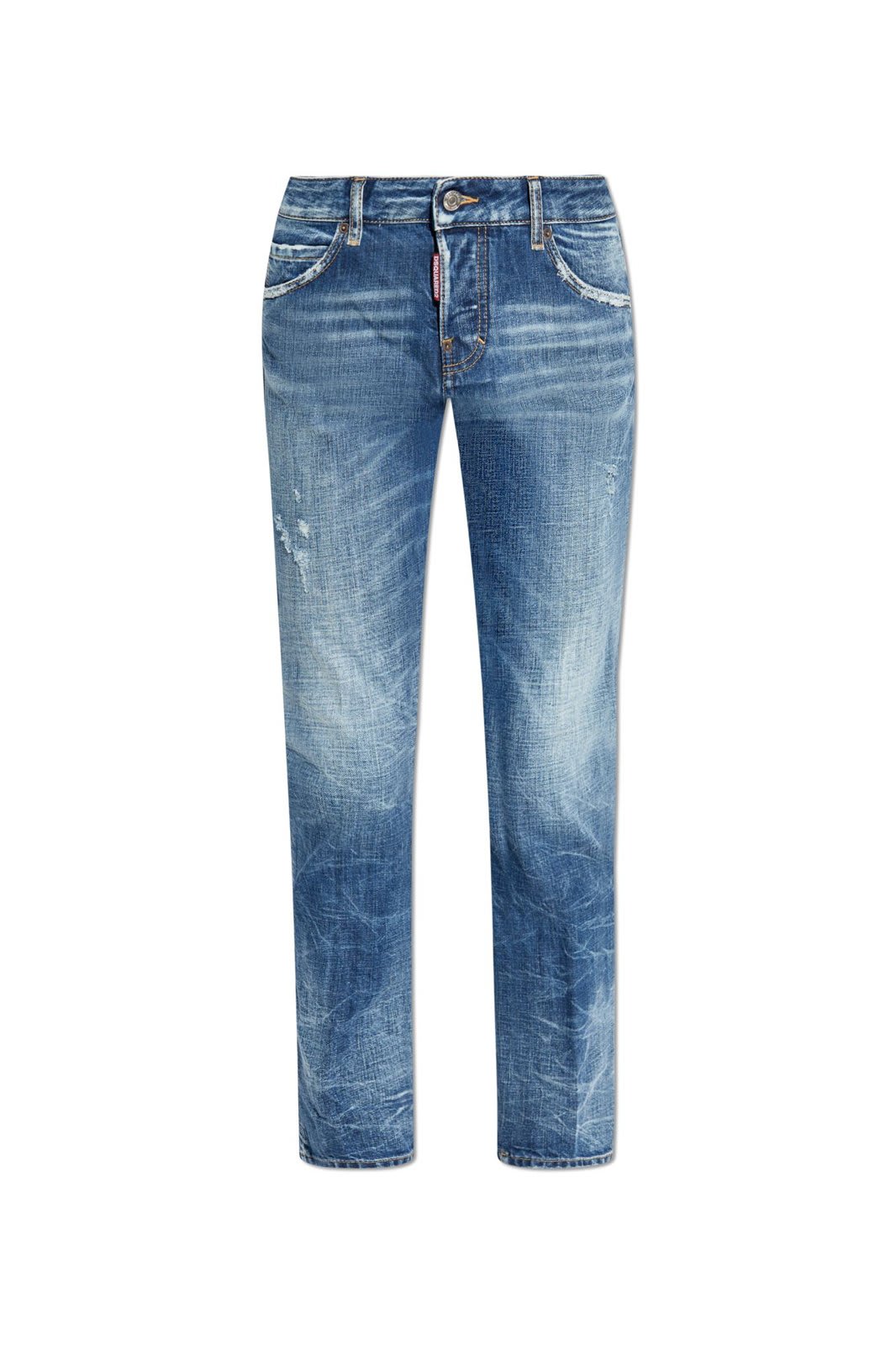 Shop Dsquared2 Distressed Cropped Jeans In Denim