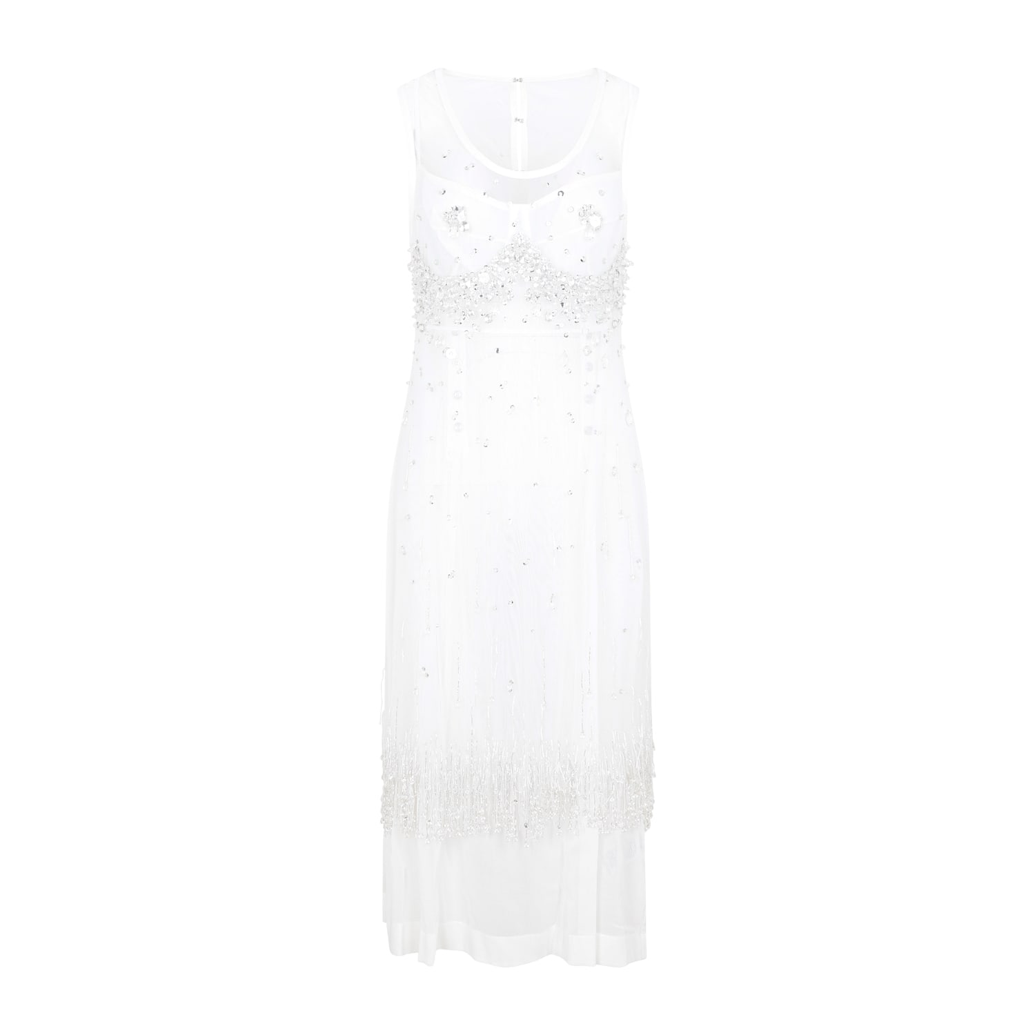 Shop Bottega Veneta Crystal Dress In Optic White Crystal