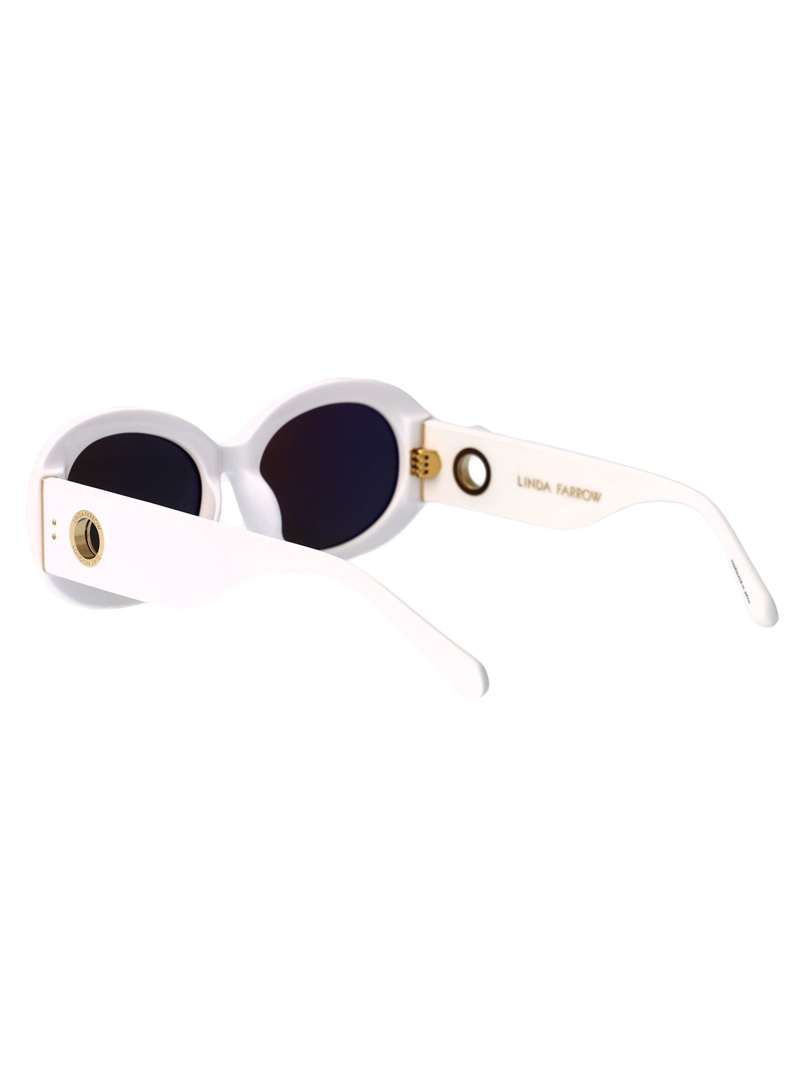 Linda Farrow Sunglasses In White/lightgold/grey