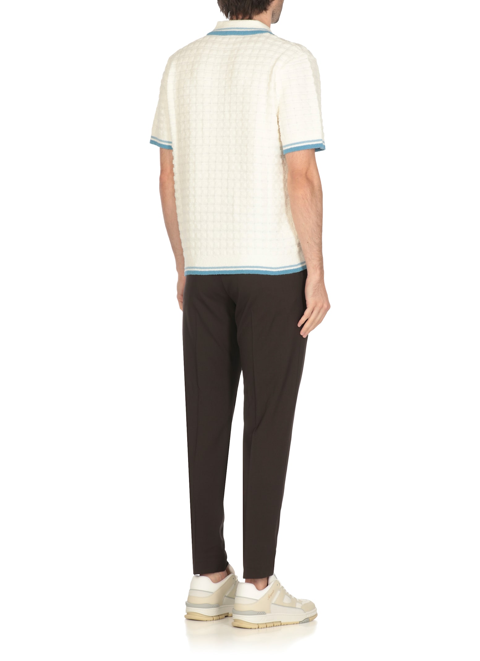 Casablanca White Shirt With Classic Collar And Chest Logo Patch In Cotton Man In White