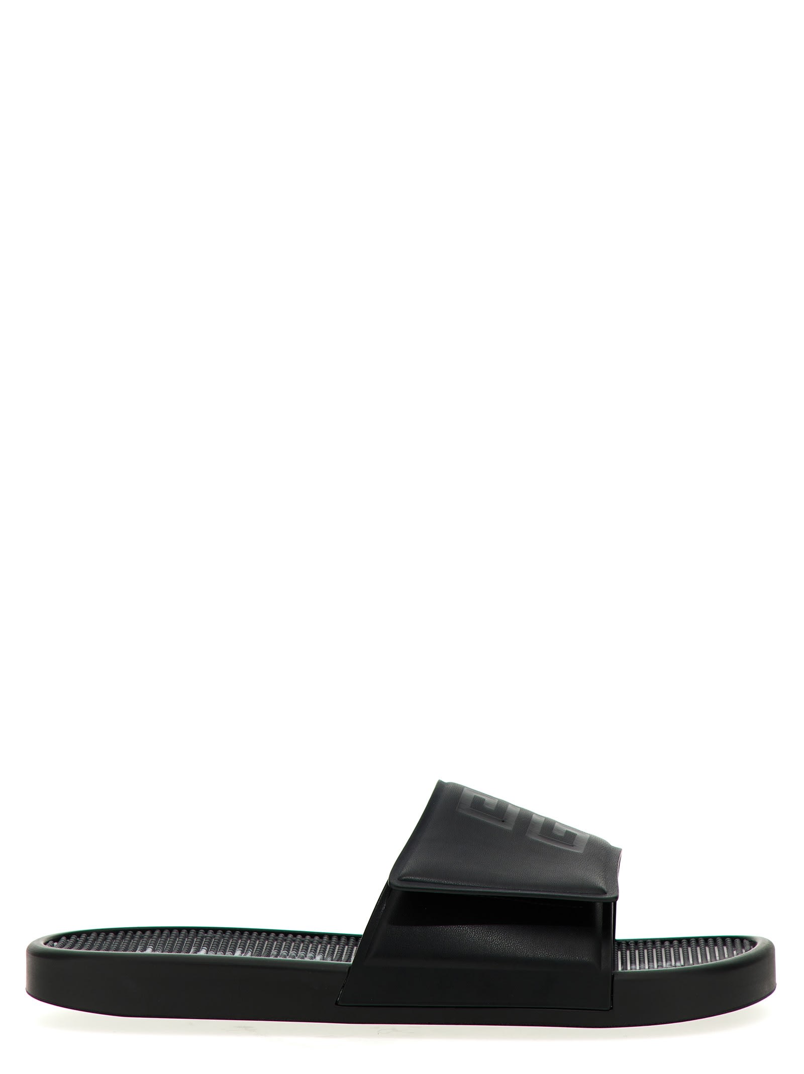 Shop Givenchy Slide Sandals In White/black