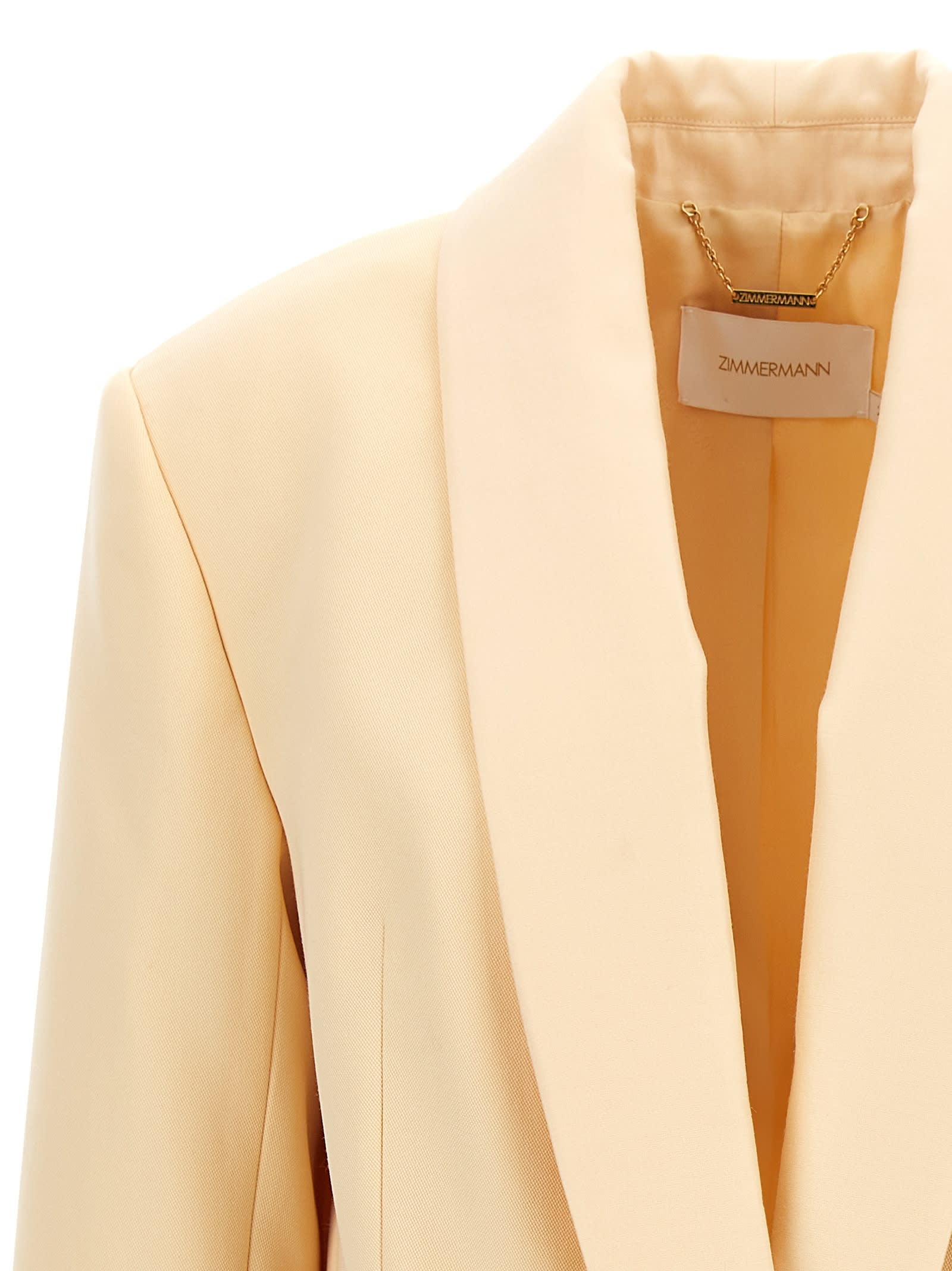 Shop Zimmermann Illustration Shawl Tux Jacket Blazer In Beige