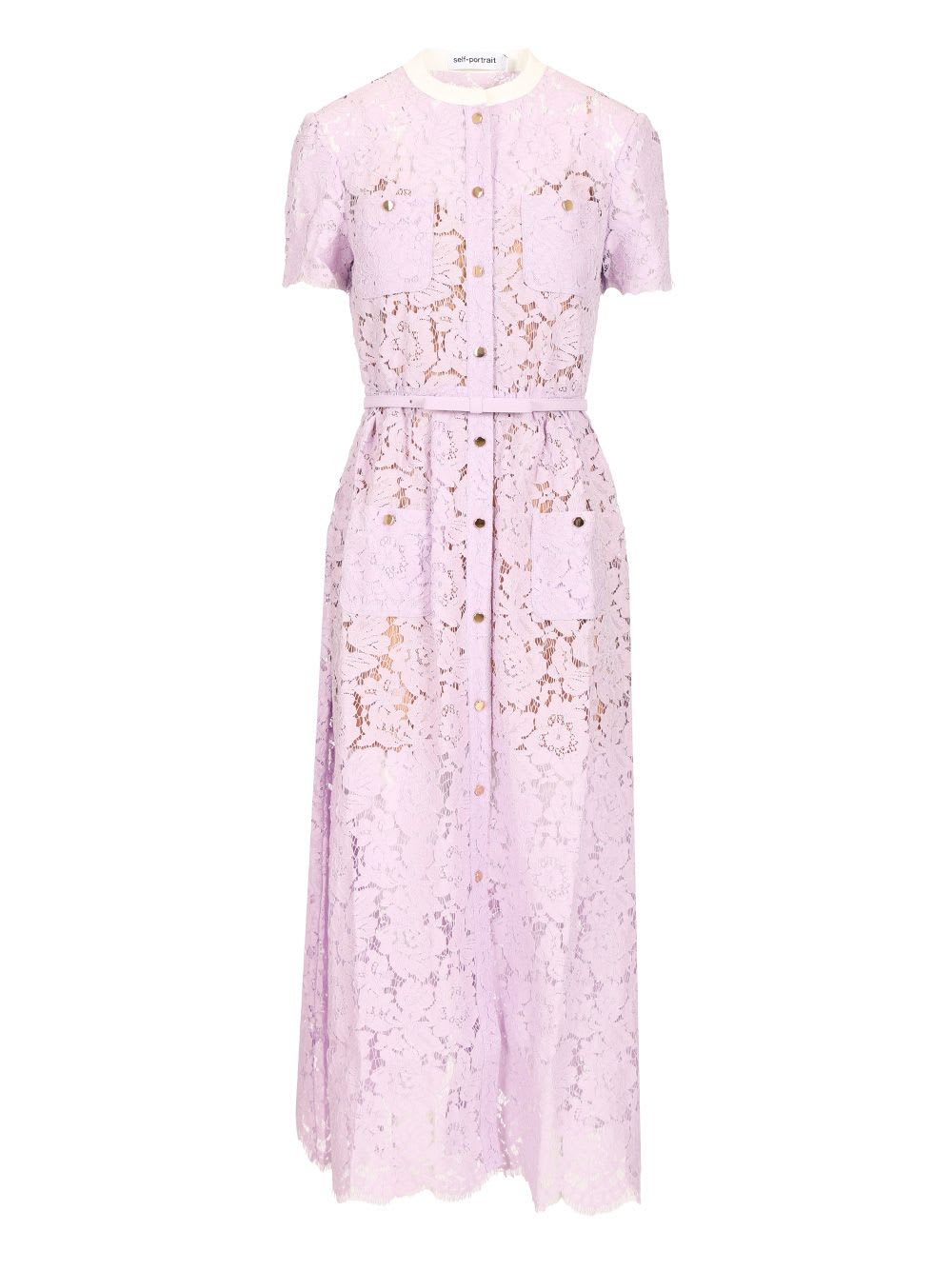 Lace Button Front Midi Dress