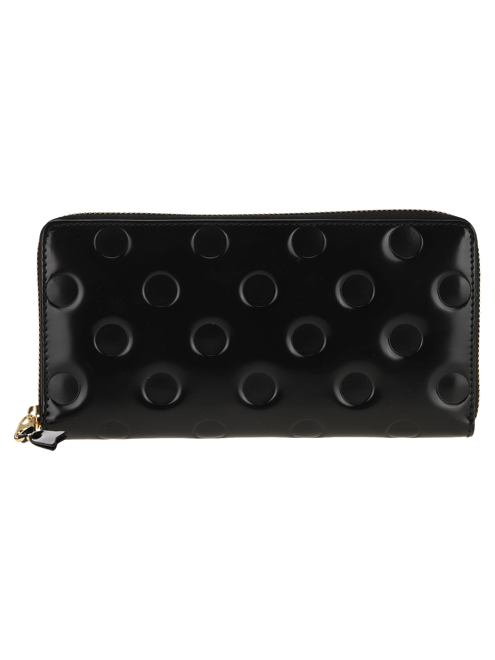 Shop Comme Des Garçons Comme Des Garcons Wallet Polka Dots Zip Around Wallet In Black
