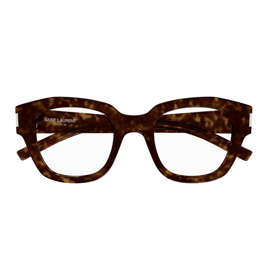 Shop Saint Laurent Square-frame Glasses In 002 Havana Havana Transpa