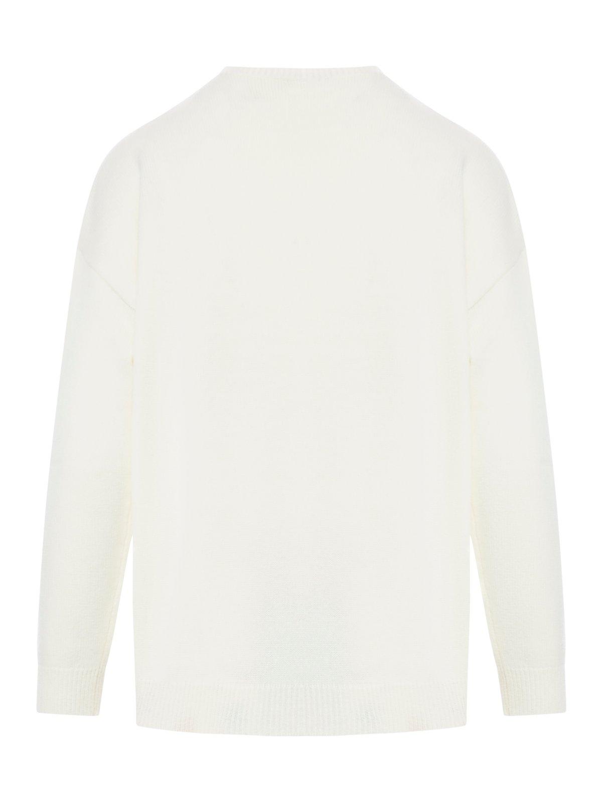 Shop Max Mara Logo Embroidered Knitted Jumper In Bianco