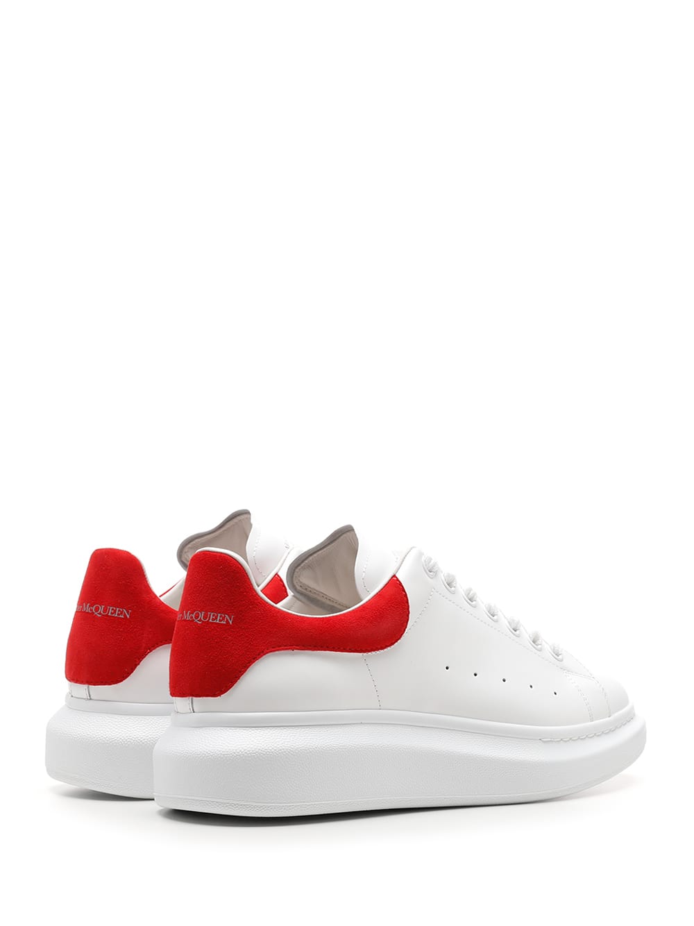 Shop Alexander Mcqueen Oversize Sneakers With Red Heel Tab In White/lust Red
