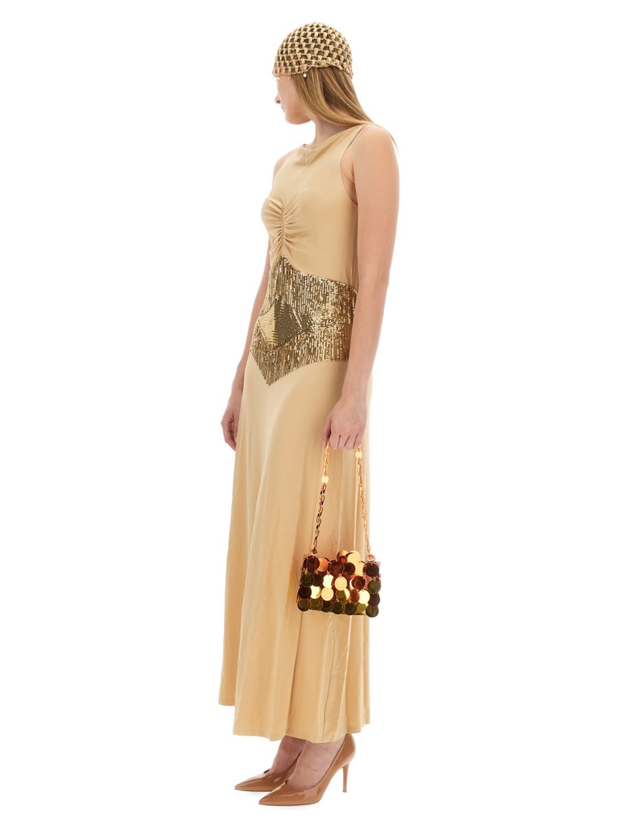 Shop Rabanne Long Dress In Beige