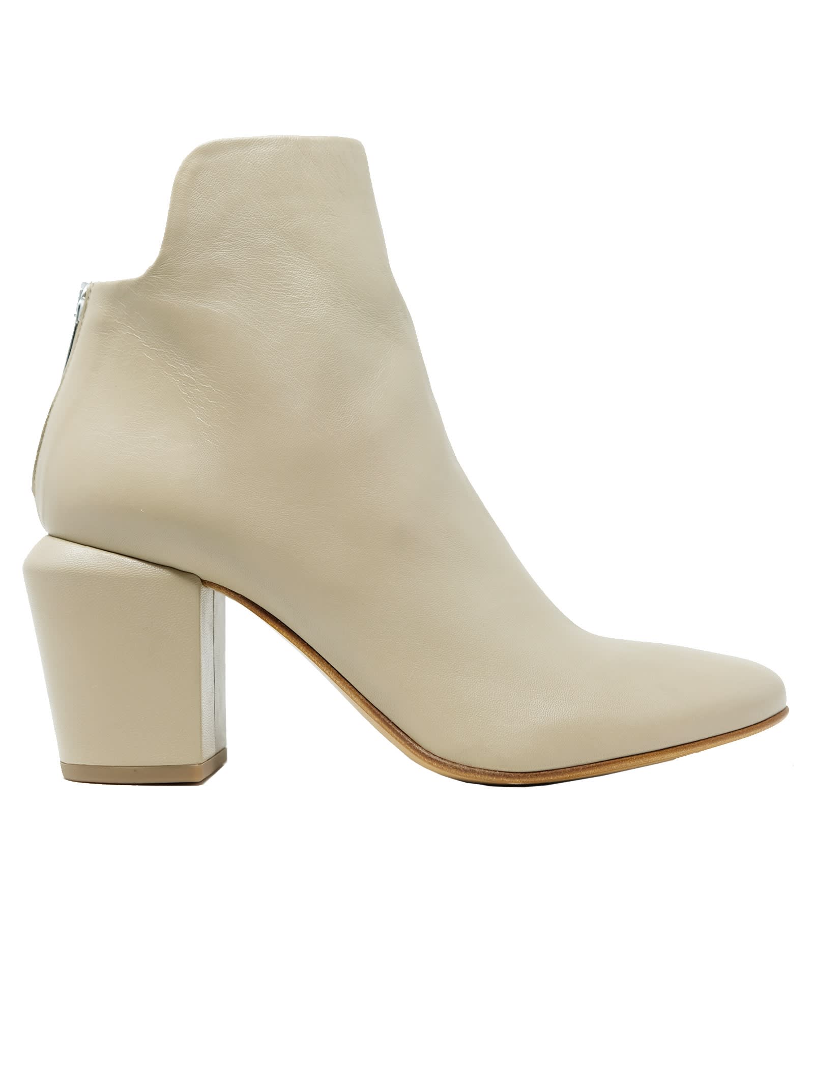 Elena Iachi Leather Ankle Boots In Beige
