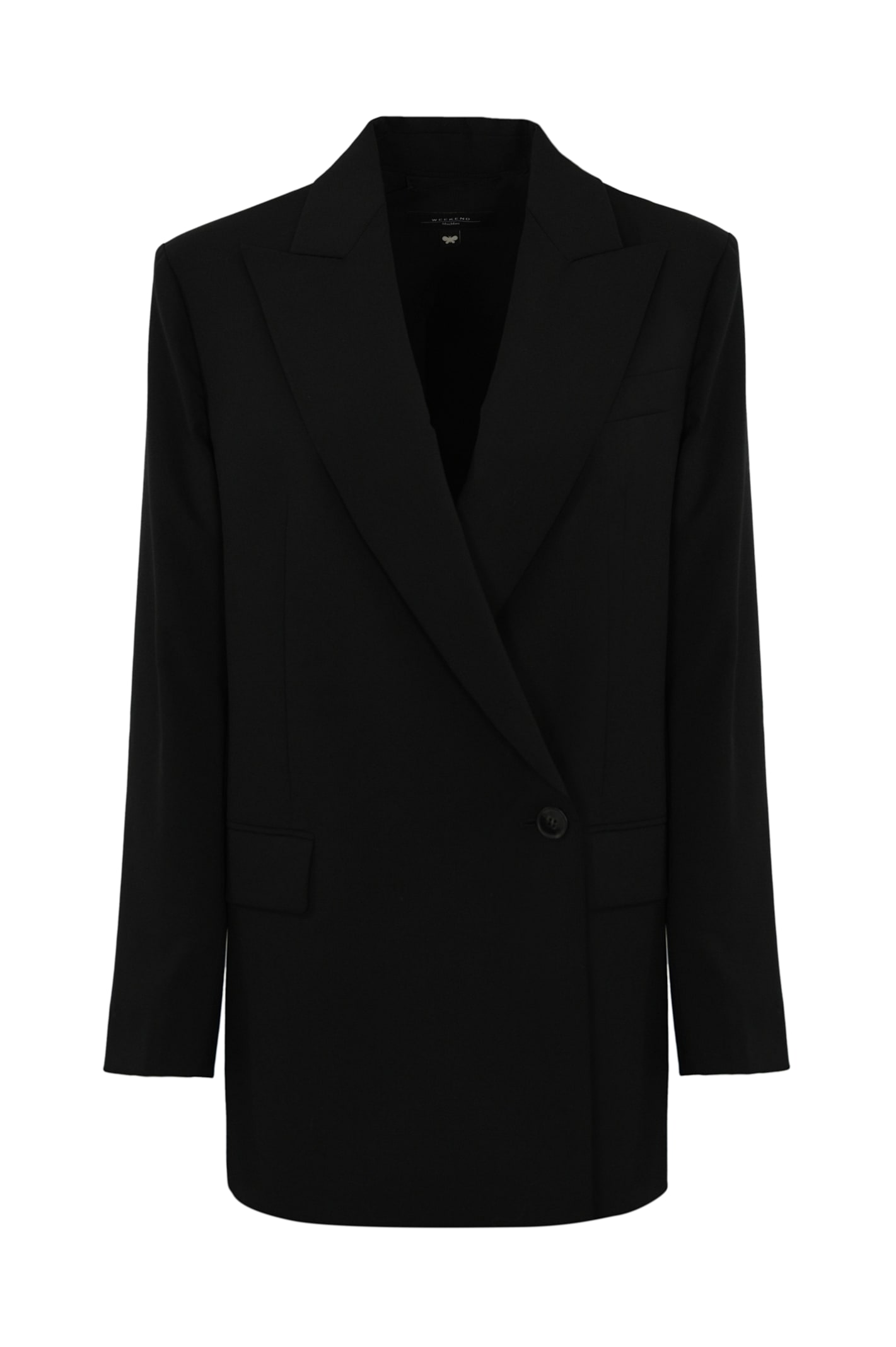 Shop Weekend Max Mara Umbro Blazer In Wool Canvas In Nero