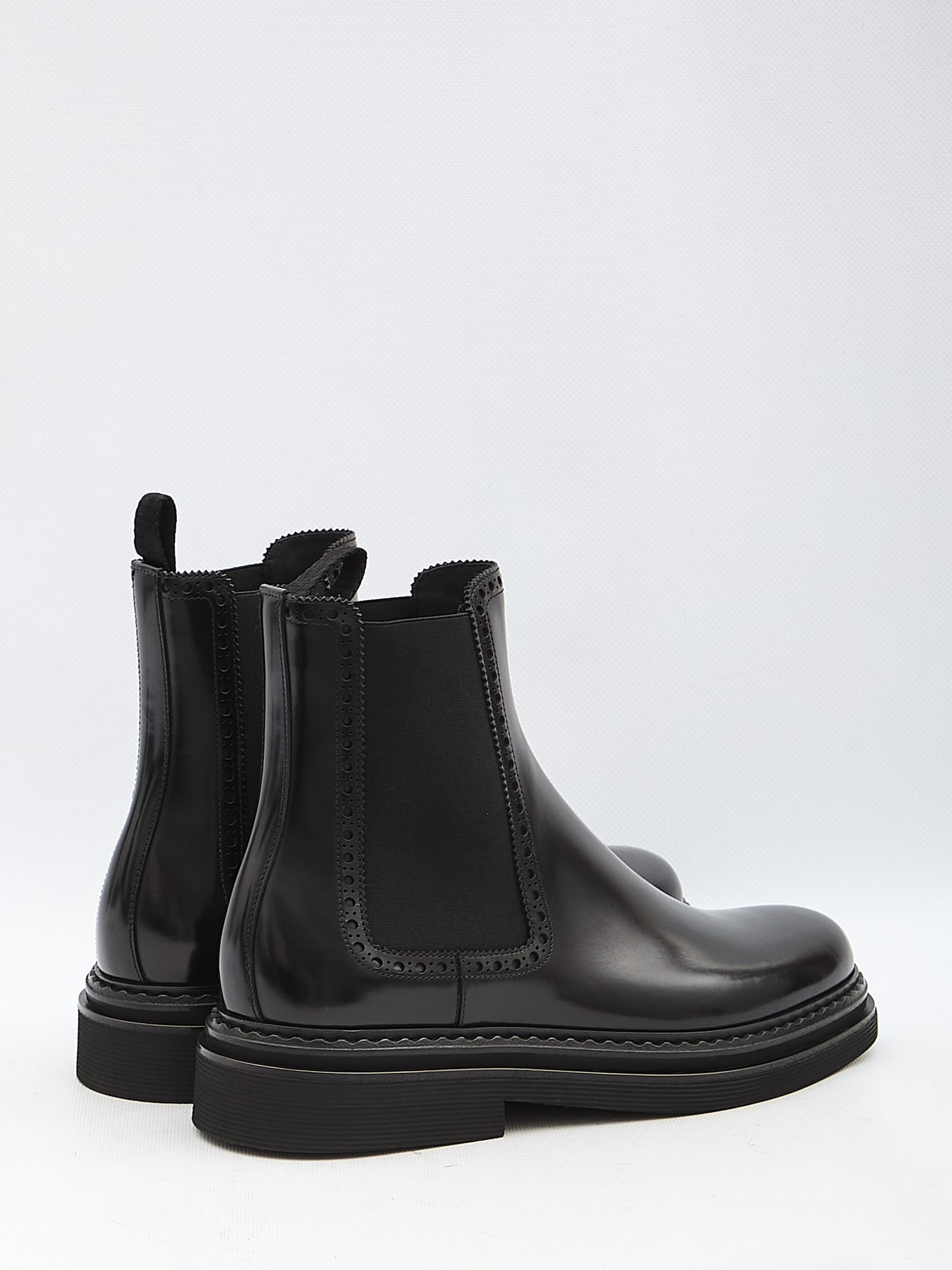 Dolce & Gabbana Brushed Leather Chelsea Boots In Black