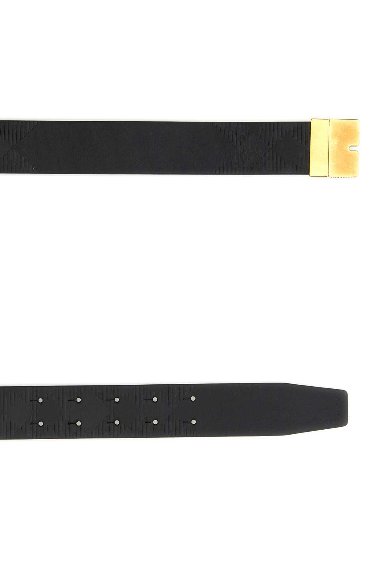 BURBERRY BLACK LEATHER REVERSIBLE BELT 