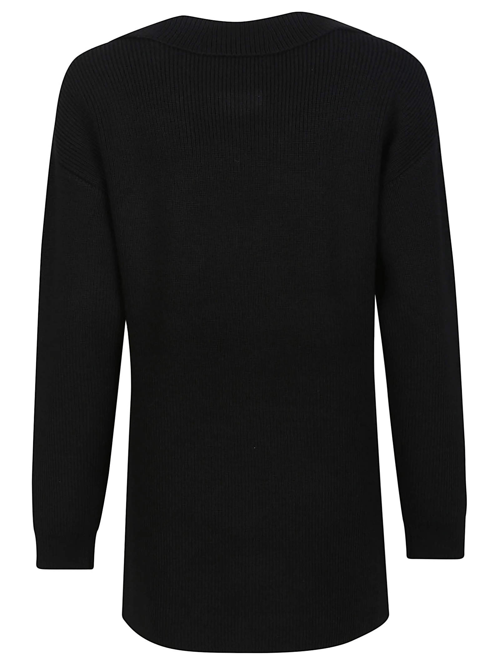 Elisabetta Franchi Ribbed Wool Blend Sweater In Black