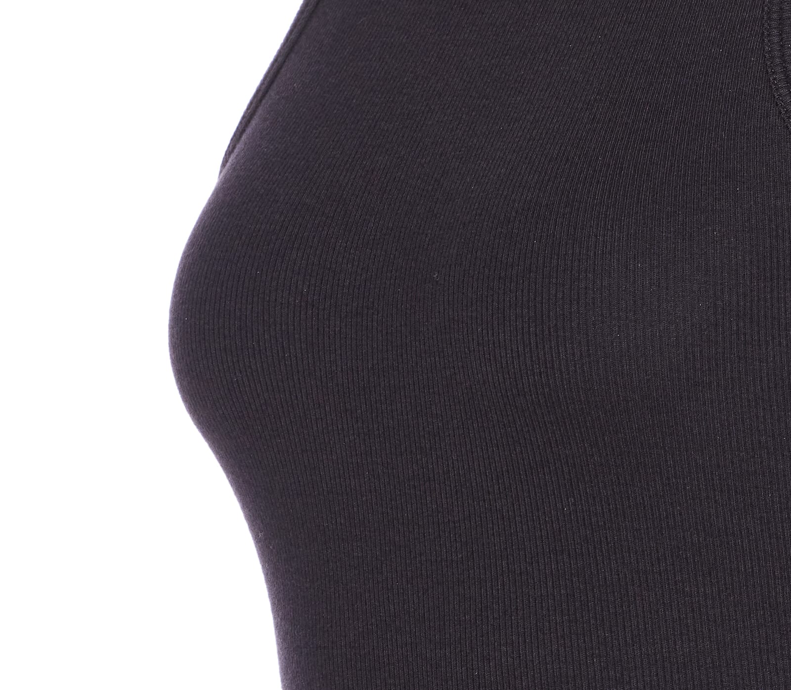 Alaïa Ribbed Texture High Neckline Sleeveless Thong Cut In Black