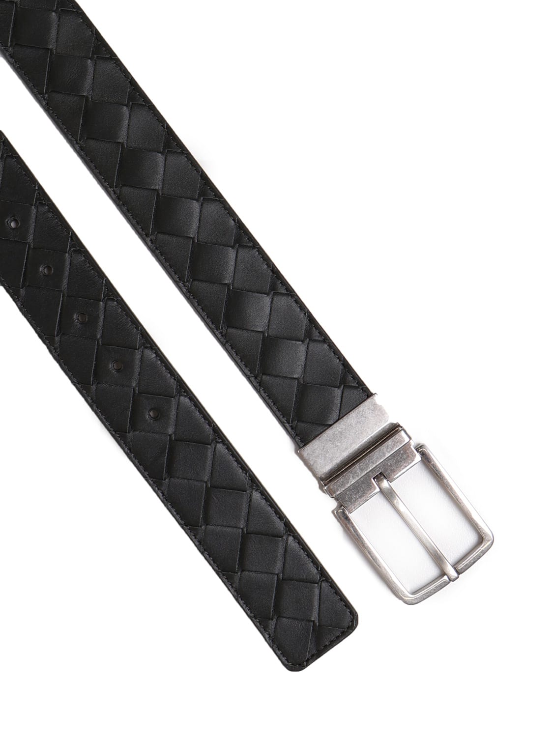 Shop Bottega Veneta Double Face Braided Belt In Dark Green/trave-s