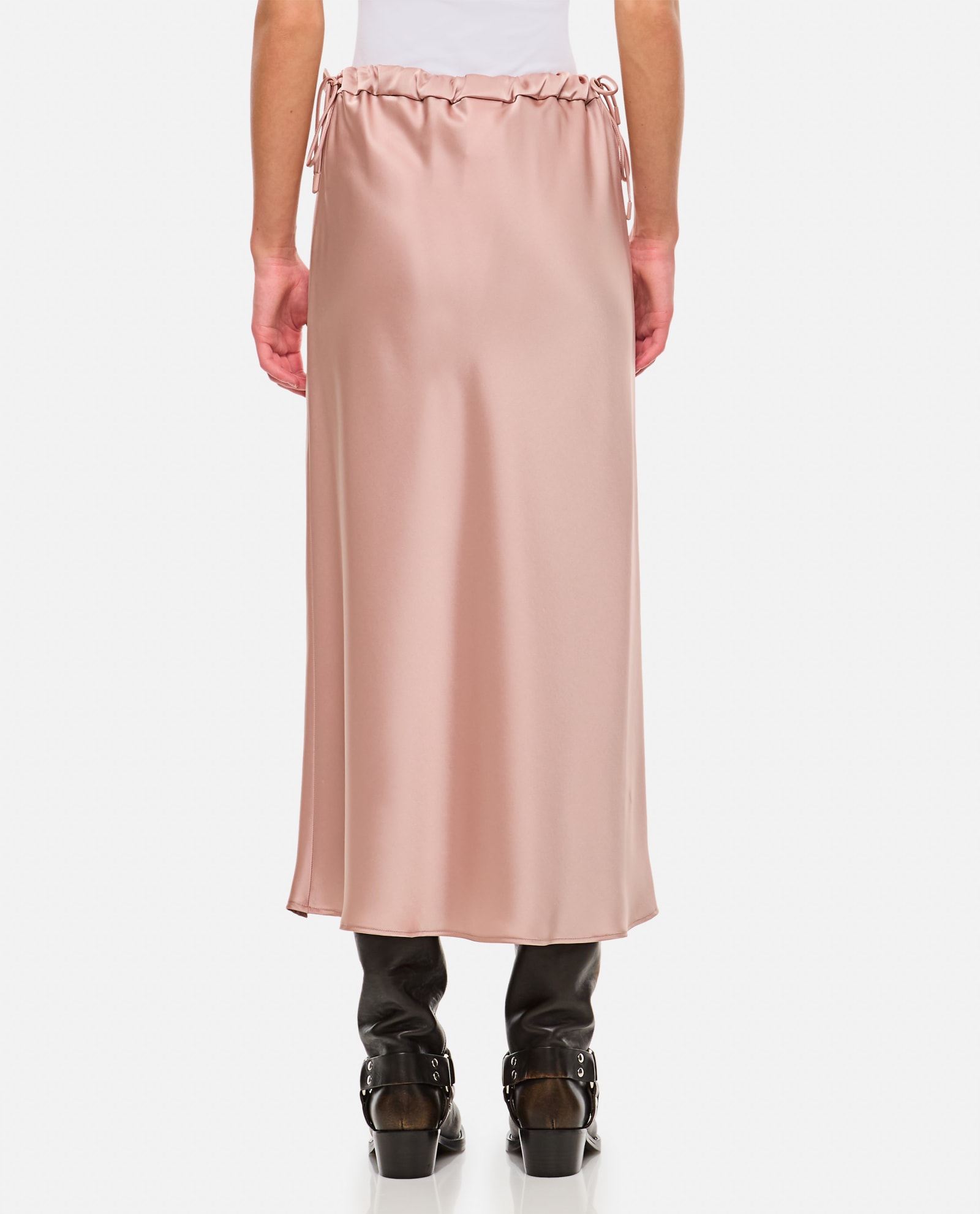 Shop Max Mara Editore Satin Skirt In Pink