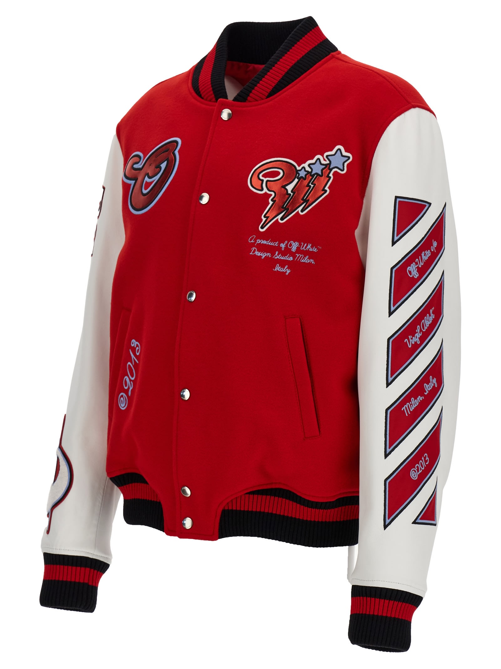 Shop Off-white Varsity Bomber Jacket In Red