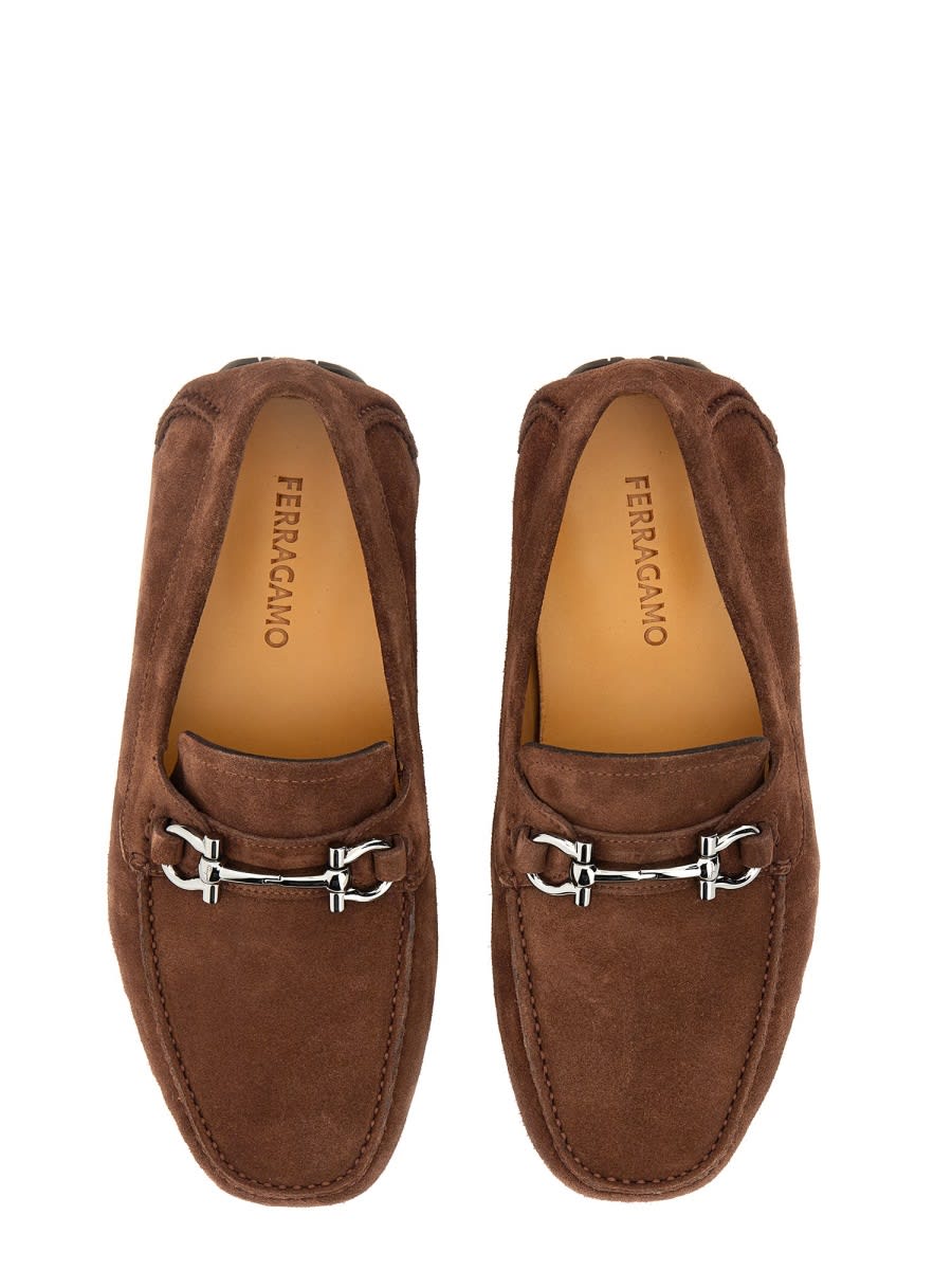 Shop Ferragamo Moccasin Ornament Gancini In Brown