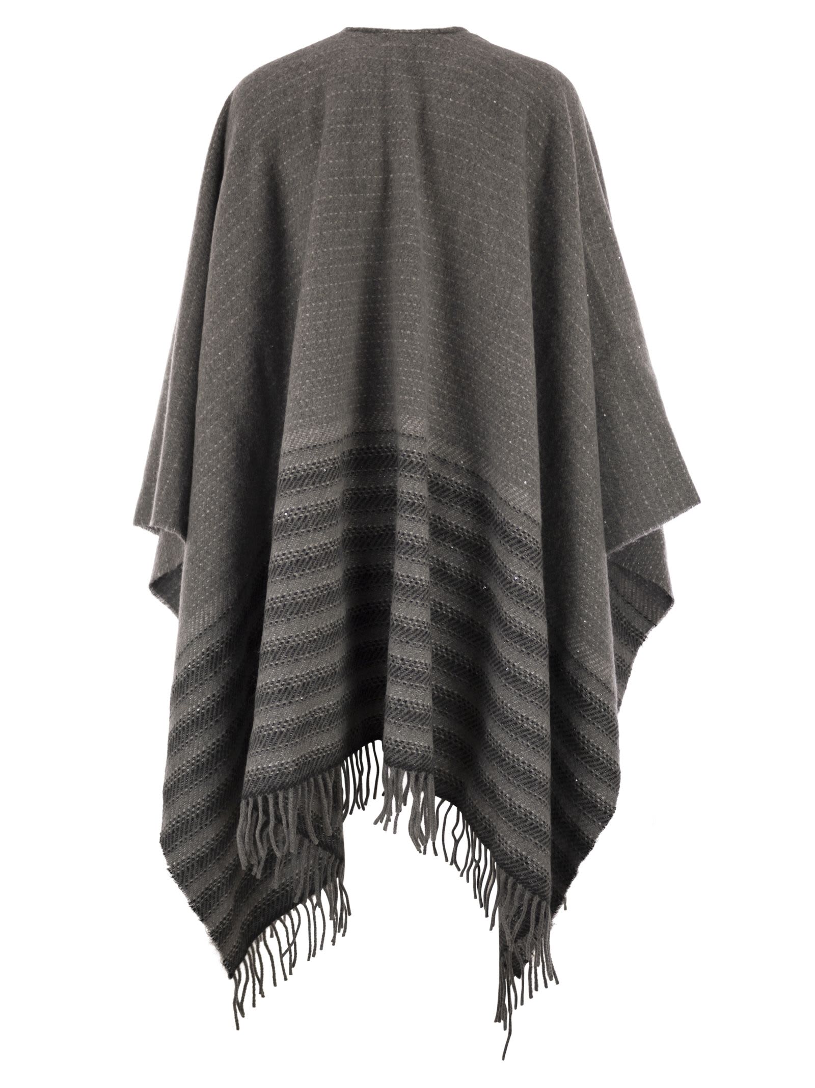 Peserico Virgin Wool And Cashmere Cape In Gray