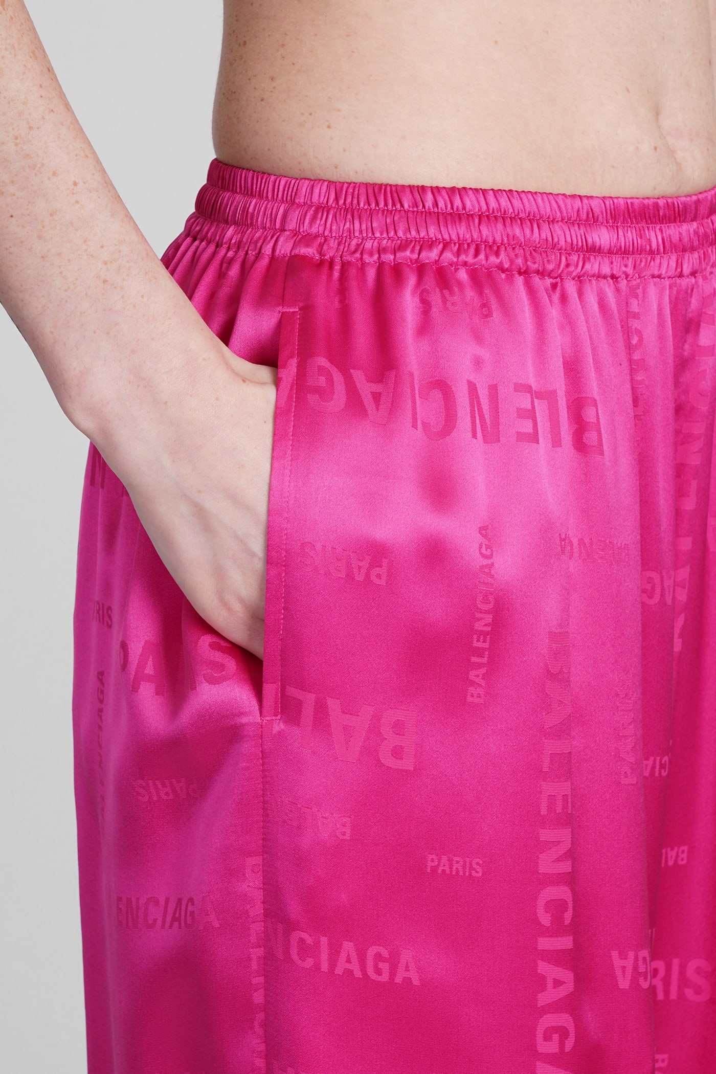 Shop Balenciaga Pants In Fuxia Silk