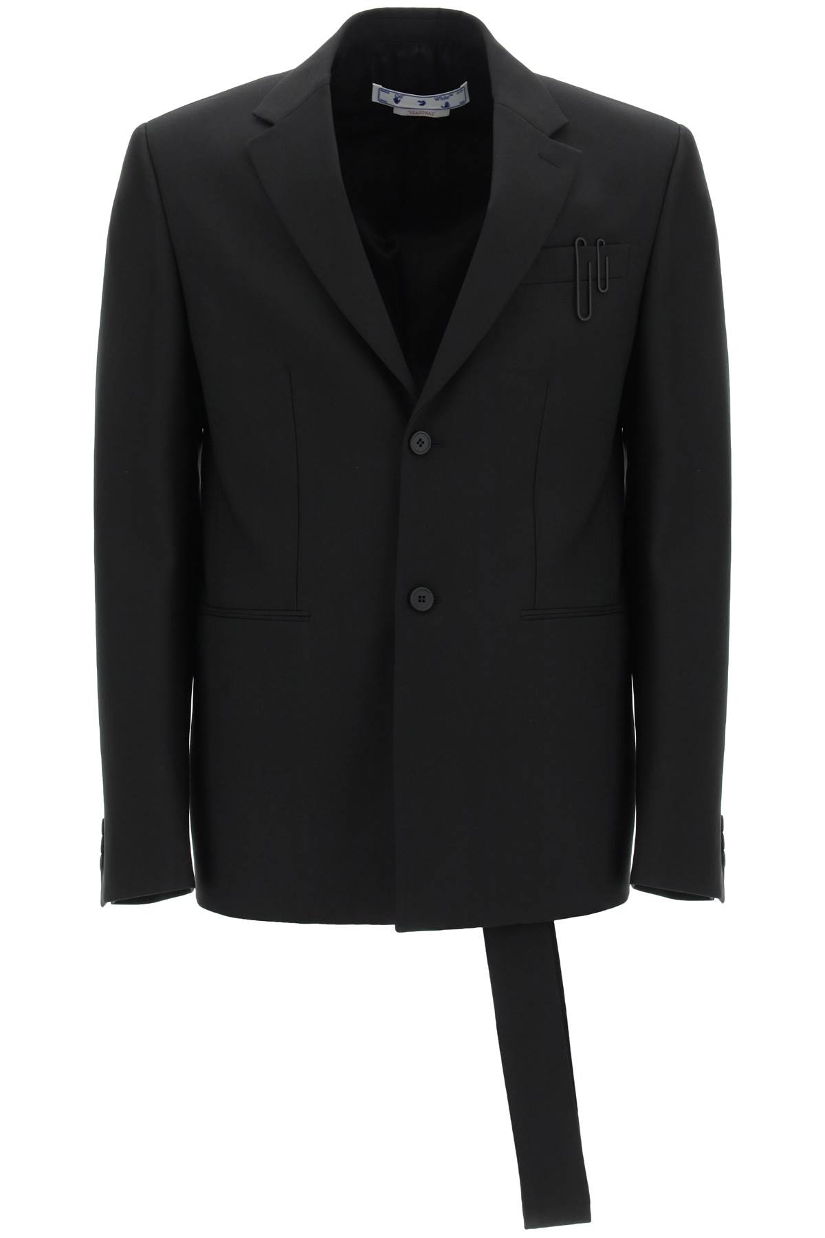 Off-white Blazer With Adjustable Mock Tie In Black