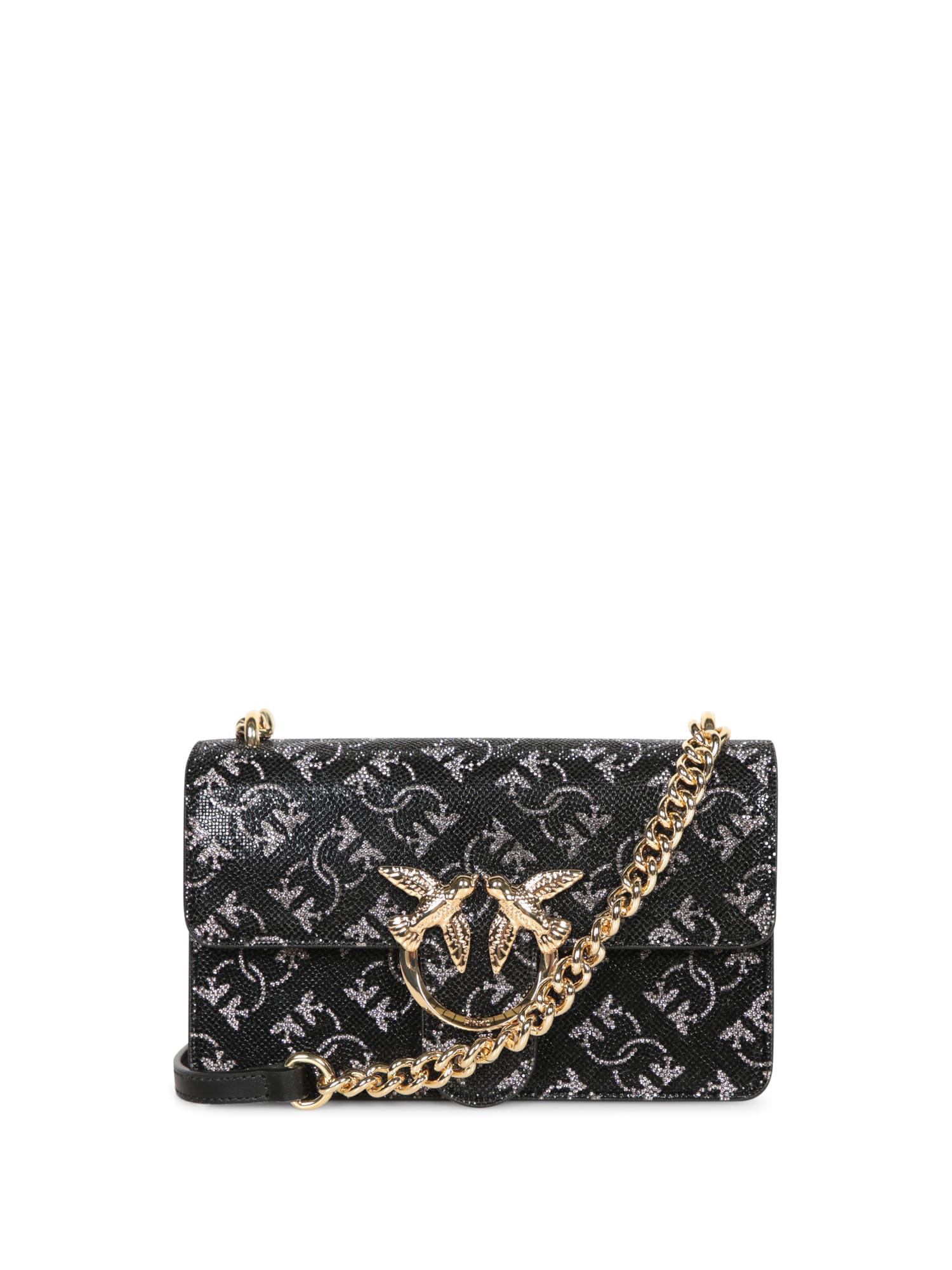 Shop Pinko Love Mini Strass Black Bag