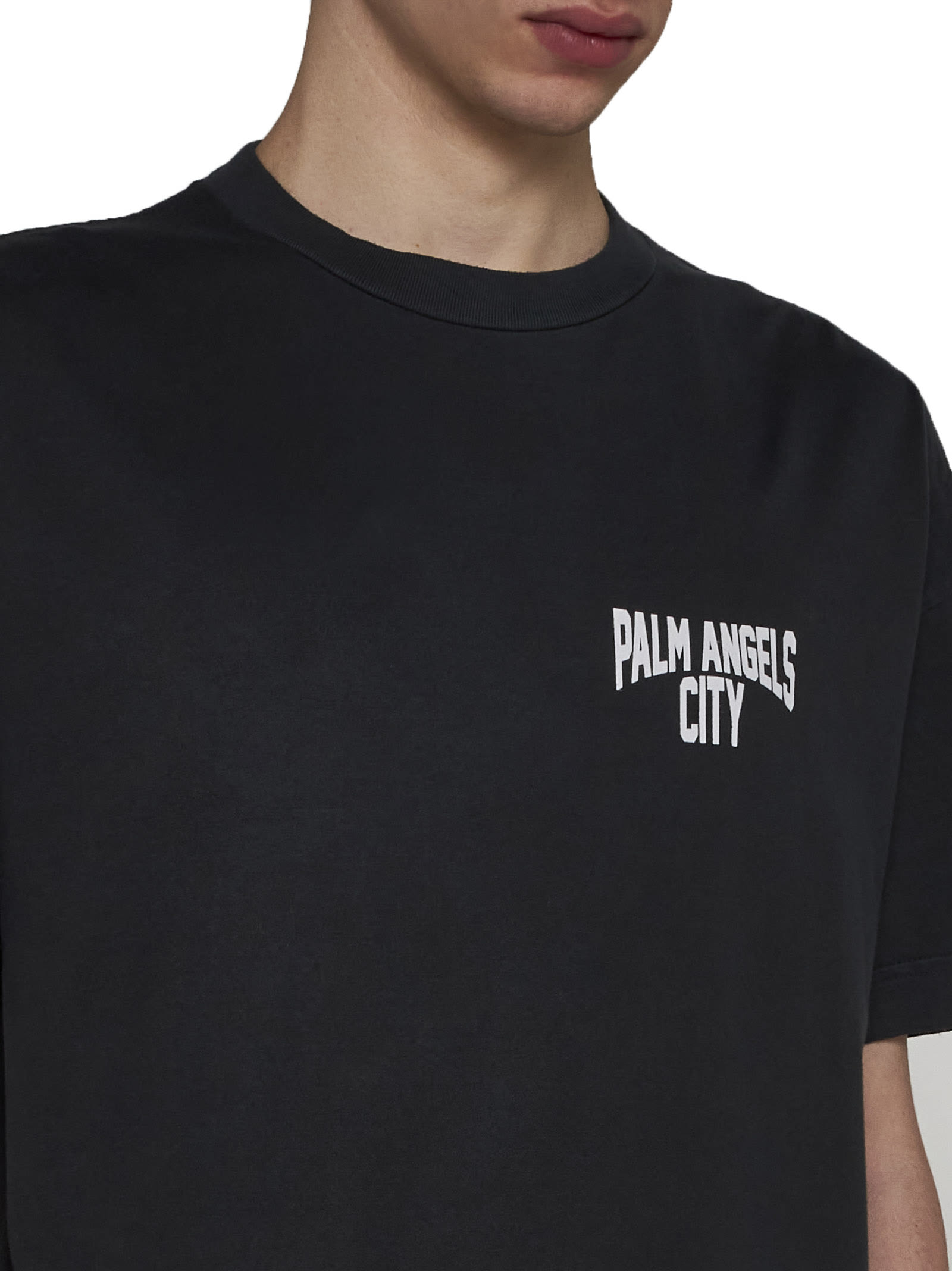 Shop Palm Angels T-shirt In Dark Grey White