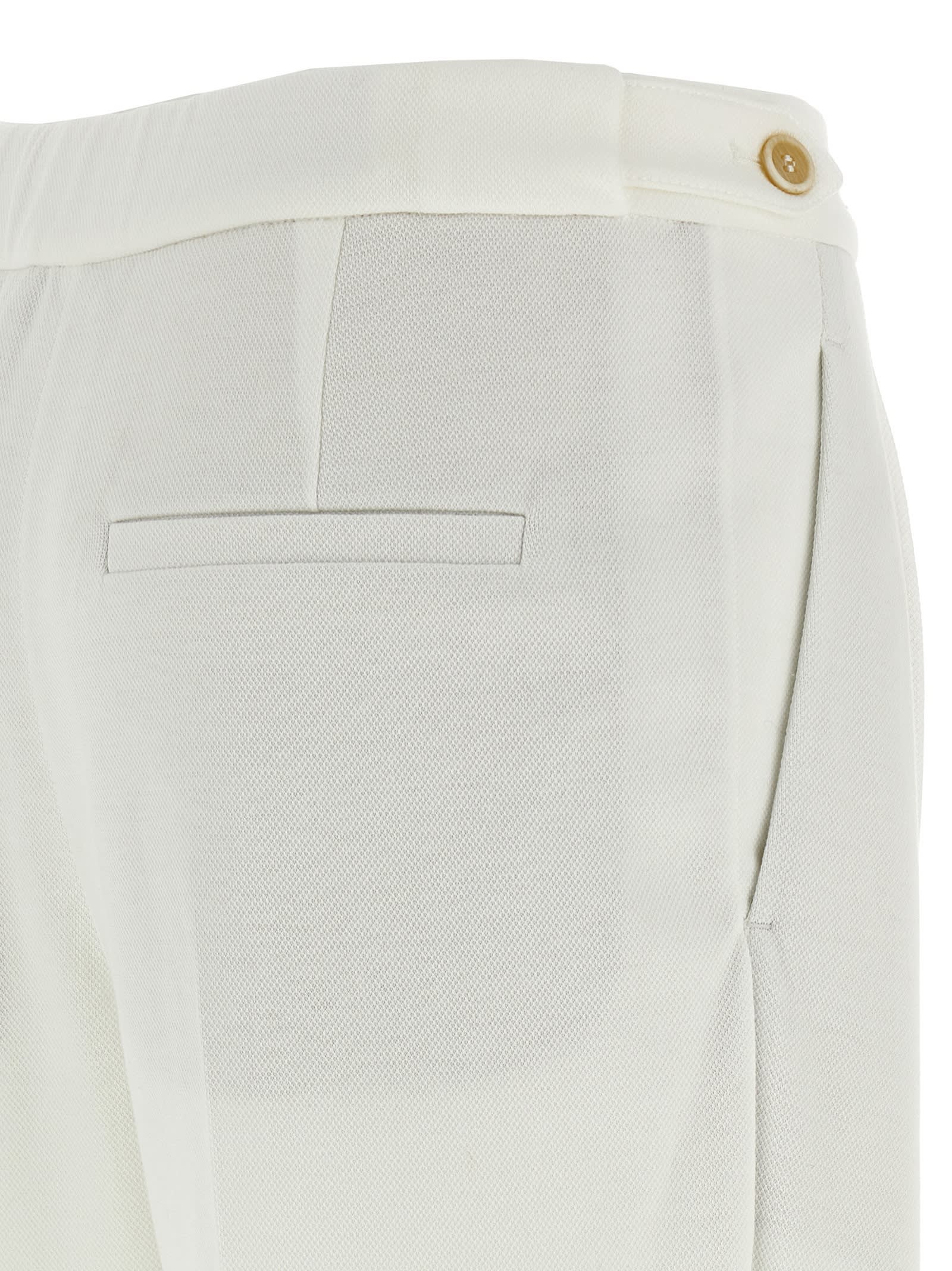 Brunello Cucinelli Cotton Blend Pants In White