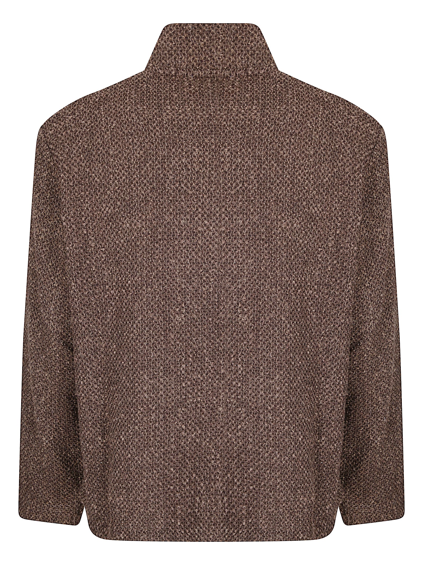 Our Legacy Textured Fabric Long Sleeve High Collar Cardigan In Brown